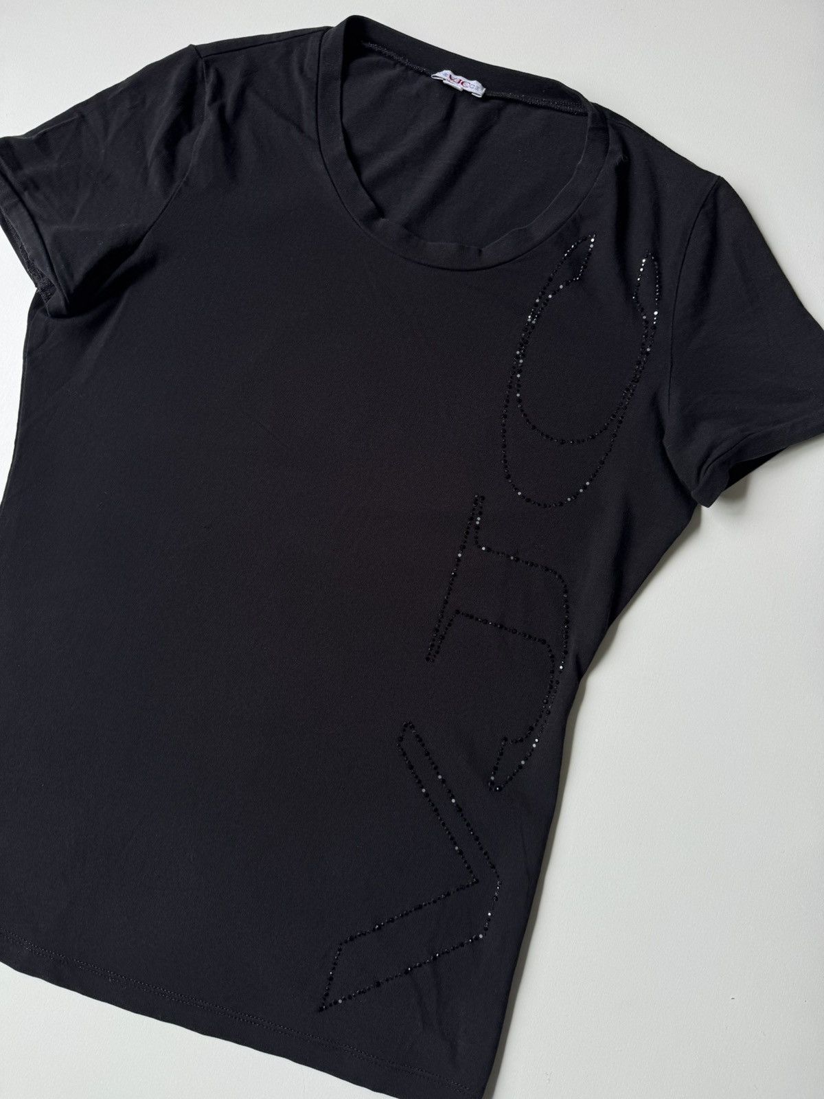 Versace × Vintage Vintage Versace JC Tshirt rhinestone logo y2k glamour grunge Size S / US 4 / IT 40 - 6 Thumbnail