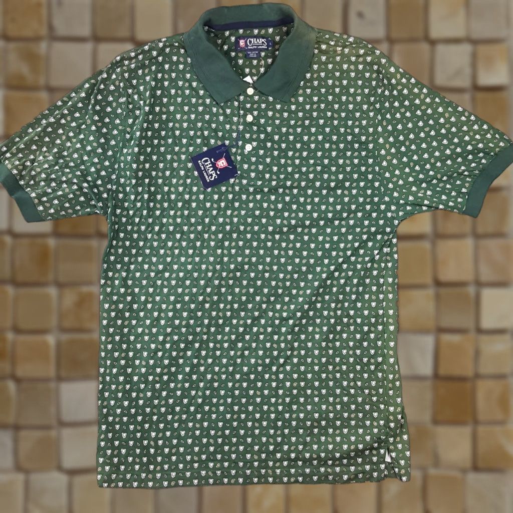 Ralph Lauren VINTAGE Ralph Lauren 90s Green Paisley Polo Shirt Large Button Collar Men's Surf Preppy Size US L / EU 52-54 / 3 - 1 Thumbnail