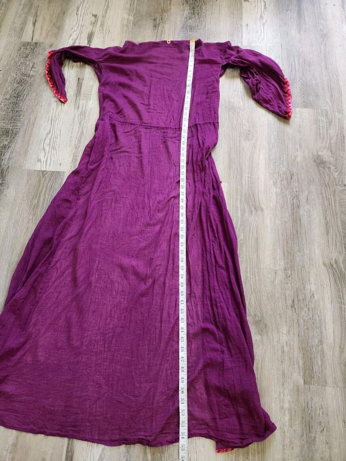 Designer Ondademar Beach Cover Up Small Long Purple Embroidered Boho Size ONE SIZE - 5 Thumbnail