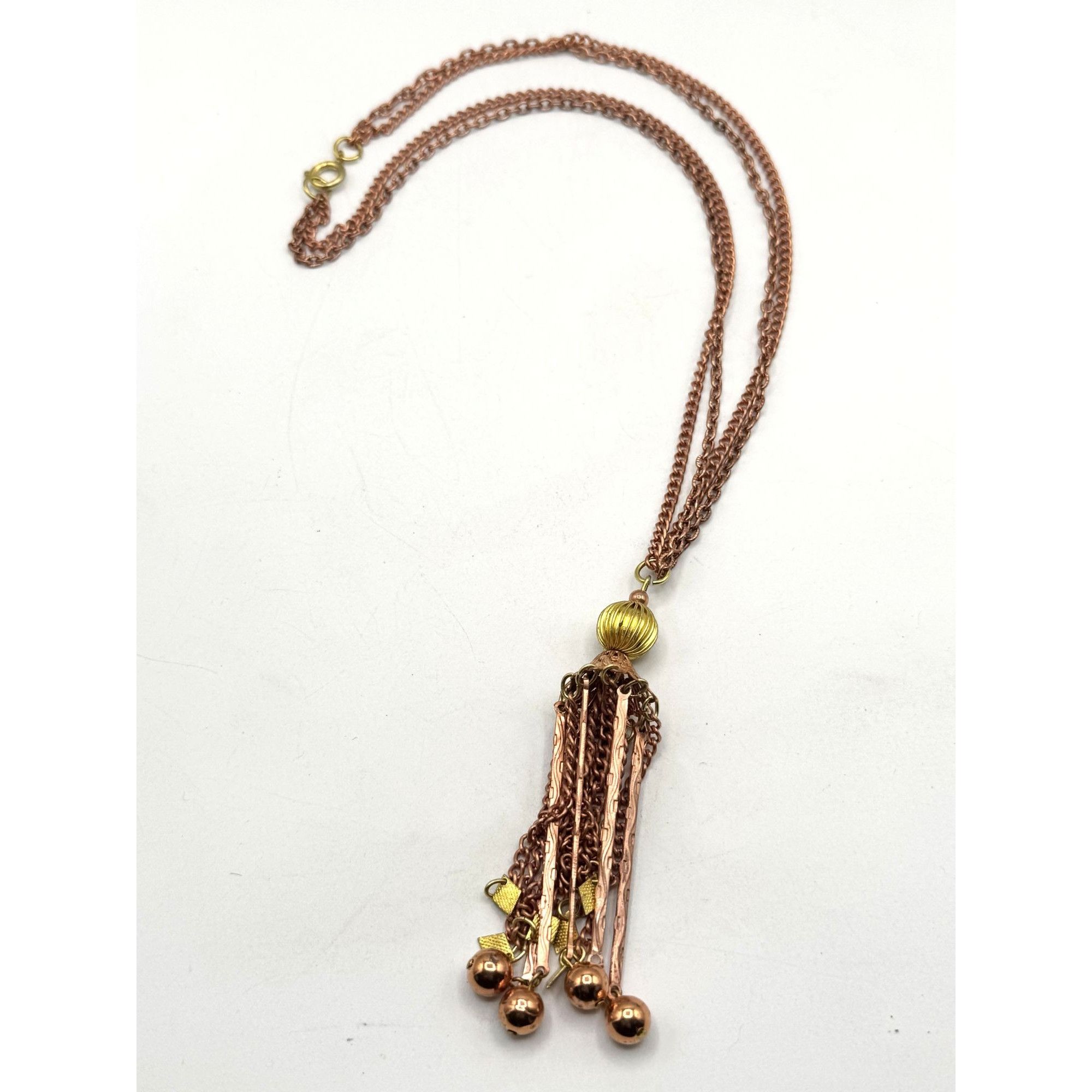 Vintage Two tone gold chain tassel pendant necklace Size ONE SIZE - 2 Thumbnail