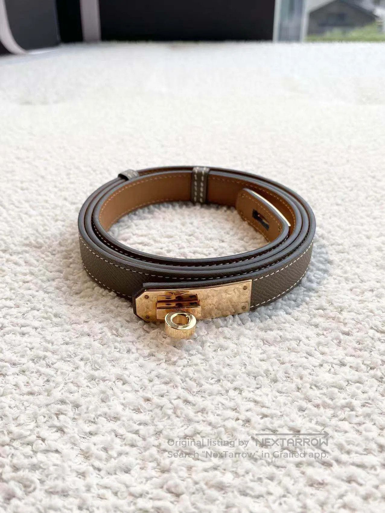 Hermes Hermes Golden brown kelly buckled the belt| Size ONE SIZE - 1 Thumbnail