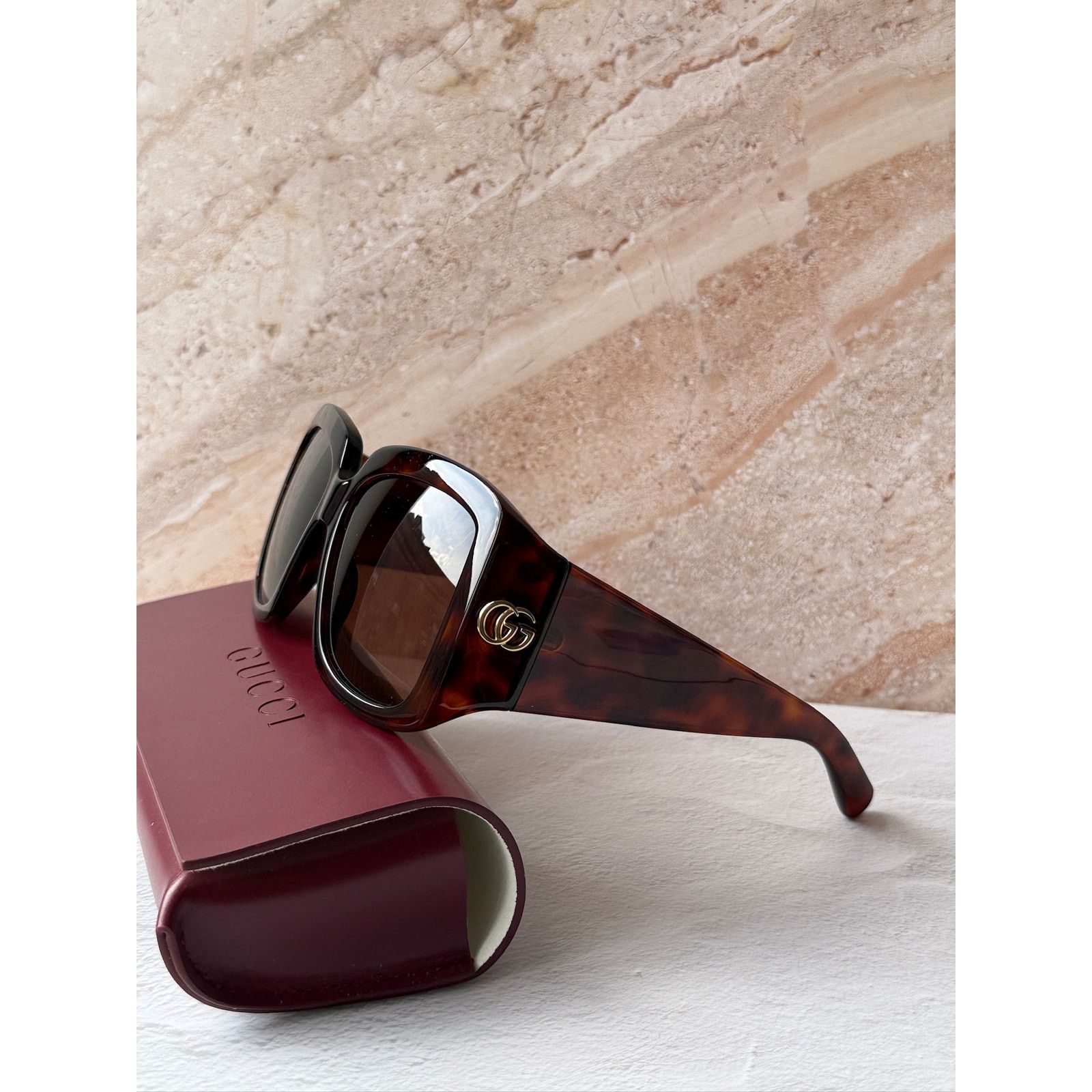 Gucci NEW Gucci GG1402S Havana Brown Square Marmont Sunglasses Size ONE SIZE - 5 Thumbnail