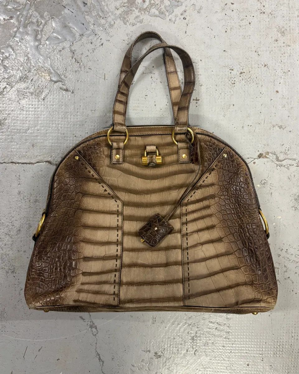 Yves Saint Laurent Yves Saint Laurent Easy Muse Crocodile Effect Gradient Brown Leather Bag Size ONE SIZE - 1 Thumbnail