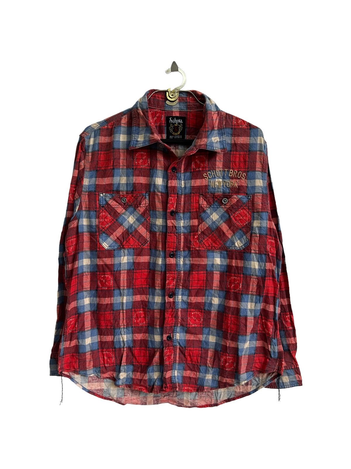 Schott OG Schott Bros NY "Leather Clothing" Durable Worker Flannel Size US L / EU 52-54 / 3 - 4 Thumbnail