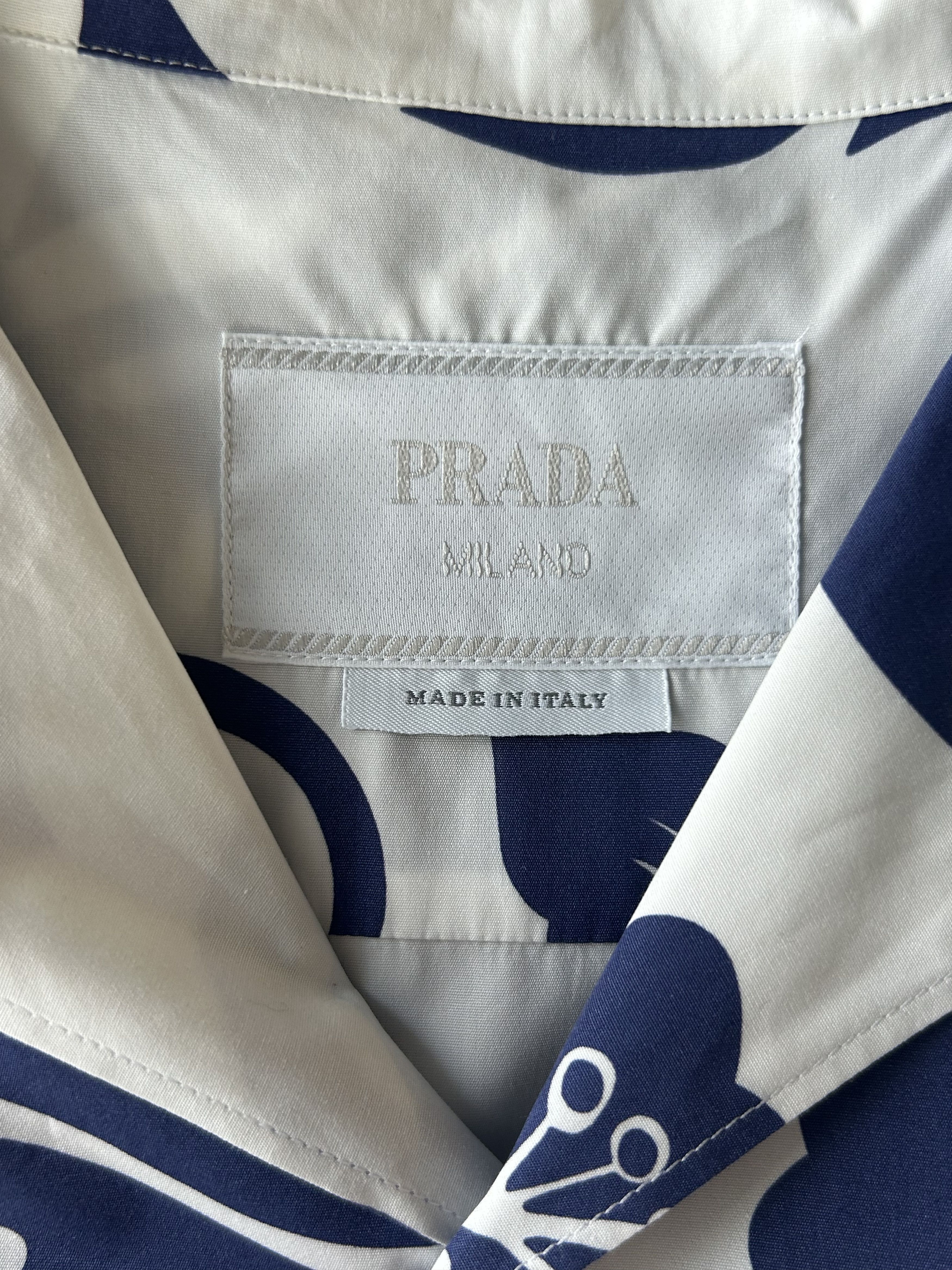 Prada Prada White & Blue Floral Button Up Shirt Size US XXL / EU 58 / 5 - 3 Thumbnail