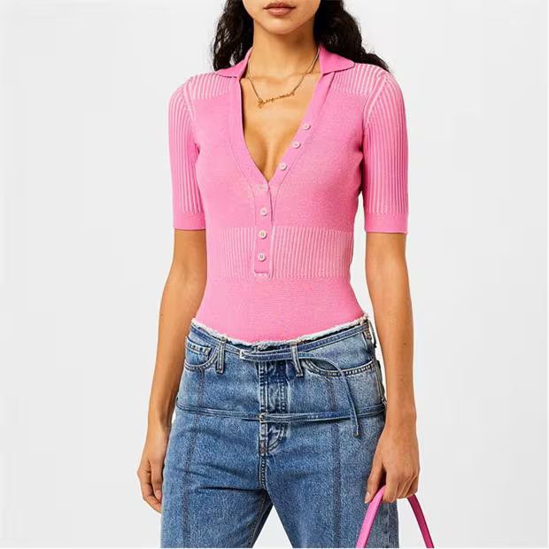 Jacquemus o1g2r1mq1024 Polo Bodysuit in Pink Size M / US 6-8 / IT 42-44 - 4 Thumbnail