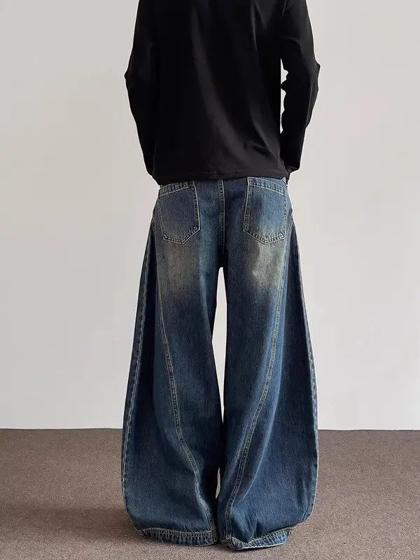 Japanese Brand VIBE Retro vintage deconstruction curved knife baggy jeans Size US 34 / EU 50 - 5 Thumbnail