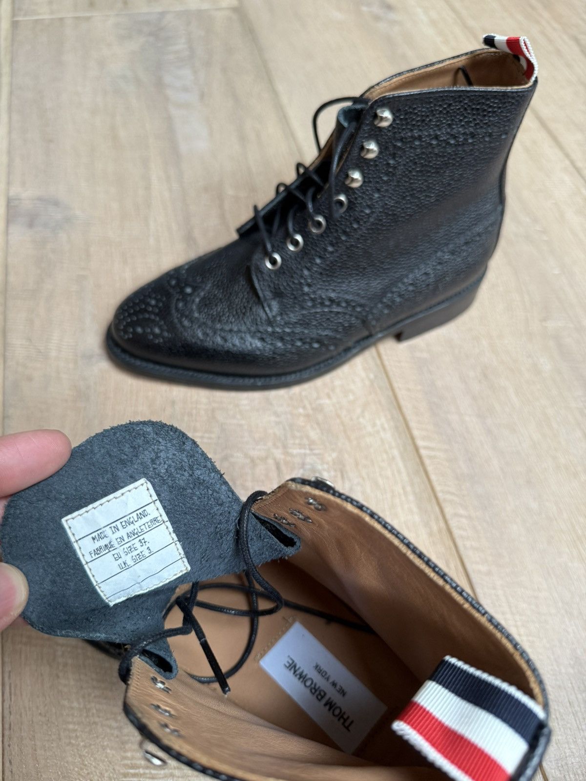 Thom Browne Thom Browne Classic Long Wing Pebble Grain Boots New Size US 5.5 / IT 35.5 - 8 Thumbnail