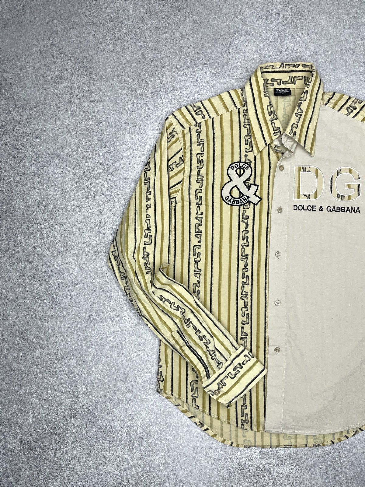Dolce & Gabbana Vintage Dolce & Gabbana Logo Pattern Stripe Patch Shirt Size US M / EU 48-50 / 2 - 4 Thumbnail