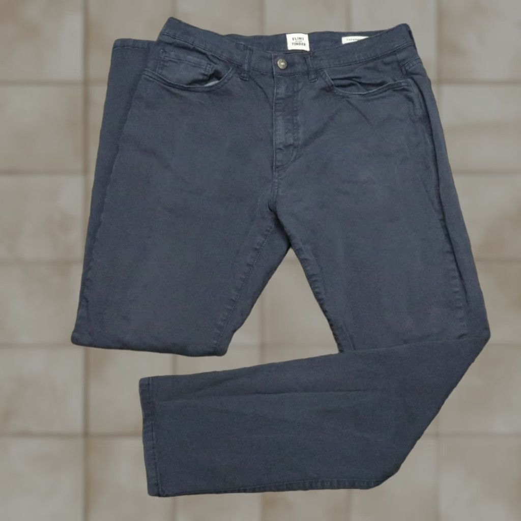 Vintage Flint & Tinder Pants Mens 32x31 Blue 365 Tapered Fit 5-Pocket Chino Shirt/ Pants? Size US 32 / EU 48 - 1 Thumbnail
