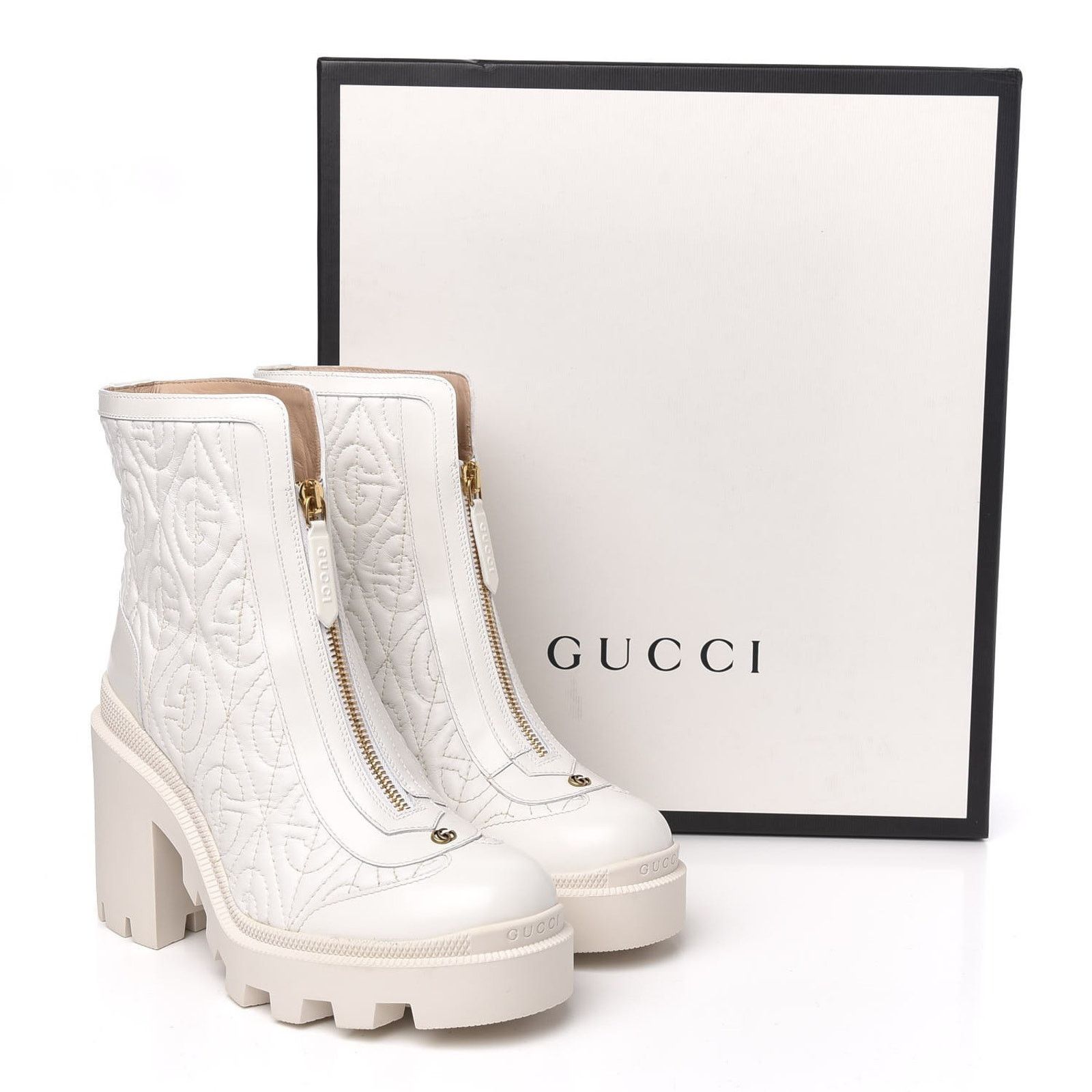 Gucci Gucci Calfskin G Rhombus Ankle Boots White 39.5G | 9.5 US Size US 9.5 / IT 39.5 - 1 Thumbnail