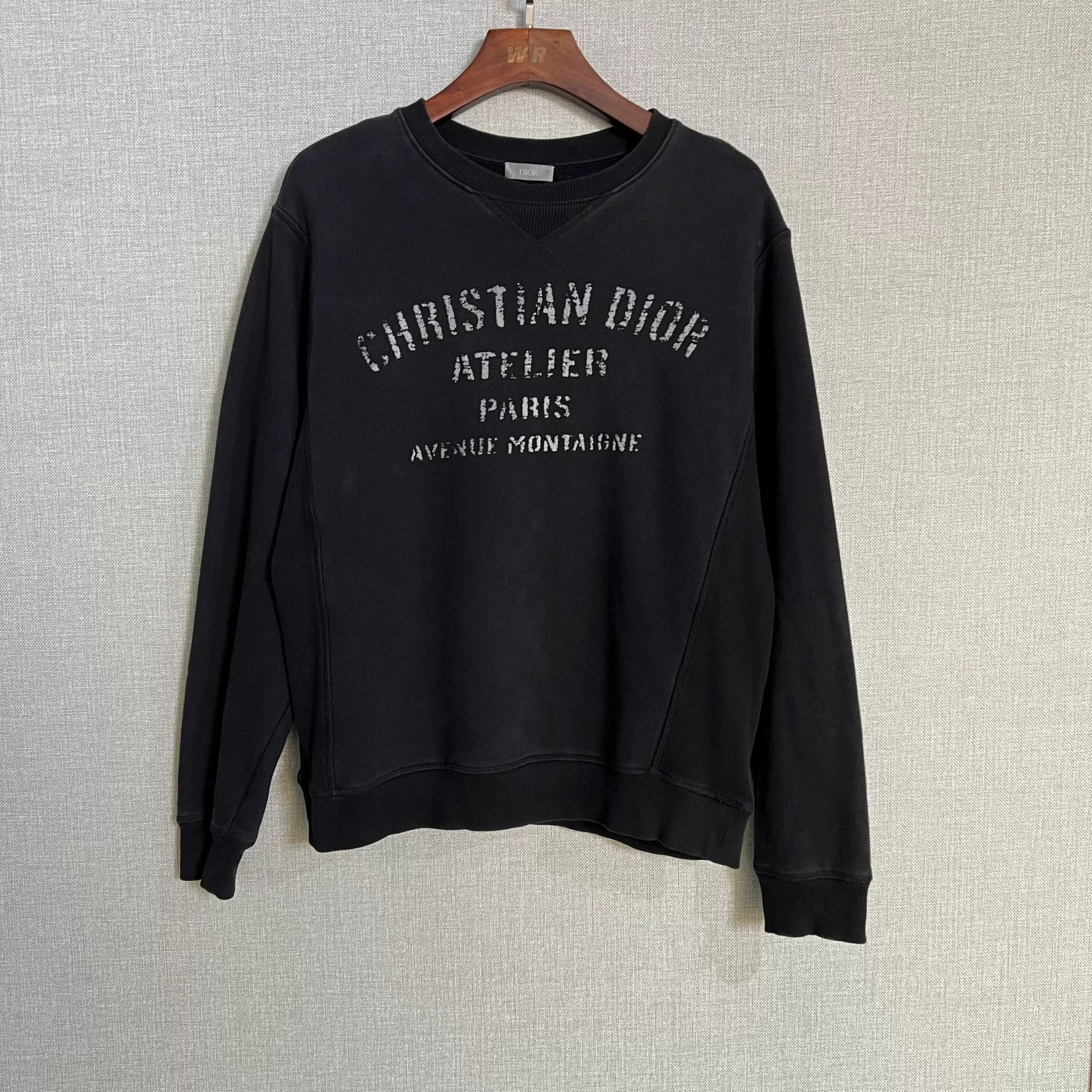 Dior Dior Black Washed Vintage Slogan Logo Sweatshirt Size US M / EU 48-50 / 2 - 1 Thumbnail