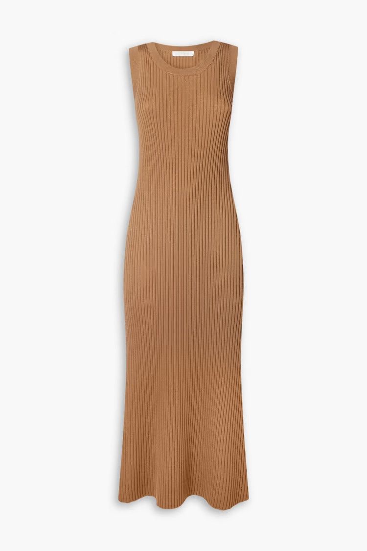 Chloe o1y0825 Sleeveless Midi Dress in Camel Size M / US 6-8 / IT 42-44 - 1 Thumbnail