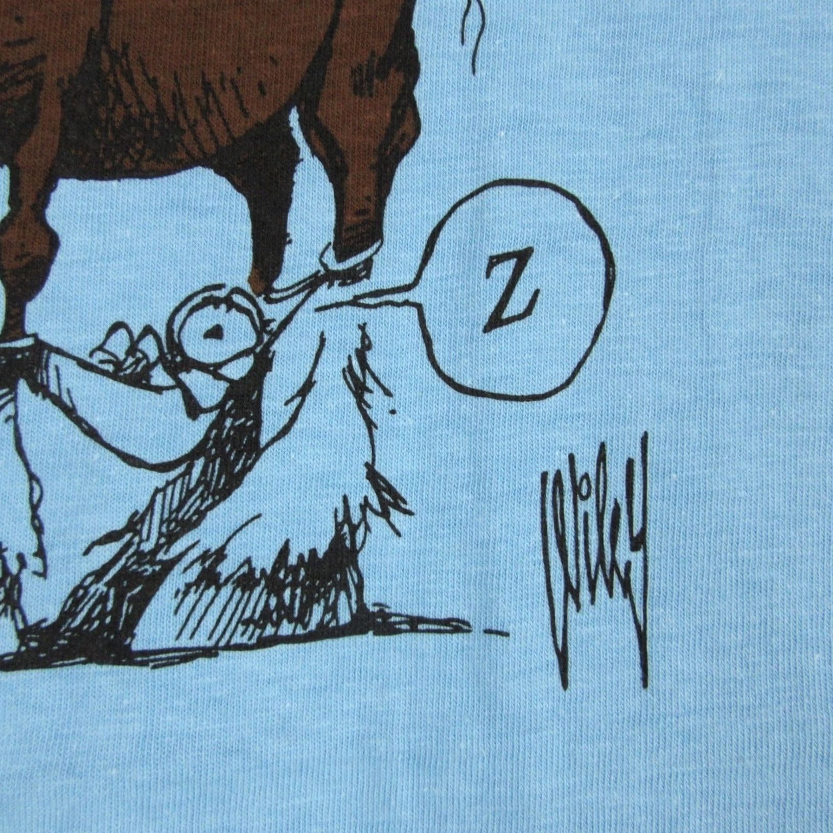 Vintage NOS vtg 80s HORSE TAKEN FOR GRANTED CARTOON T-Shirt L/XL cowboy single stitch Men XS-XXL? Size US L / EU 52-54 / 3 - 6 Thumbnail