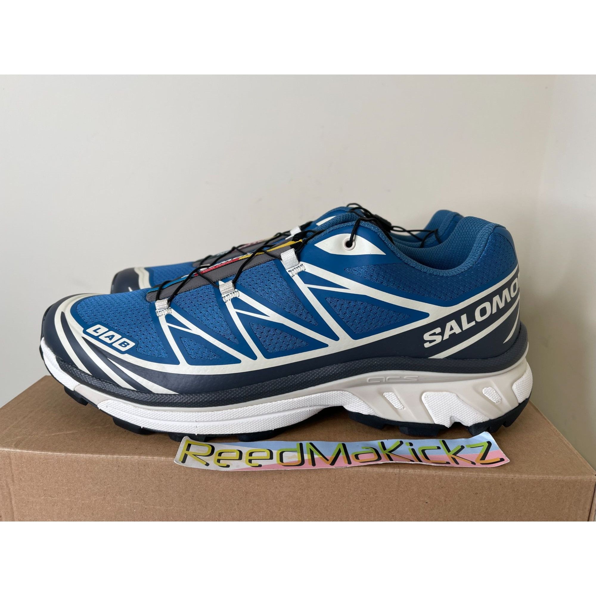 Salomon XT-6 Dark Blue Almond Milk Asphalt Mens 12.5us