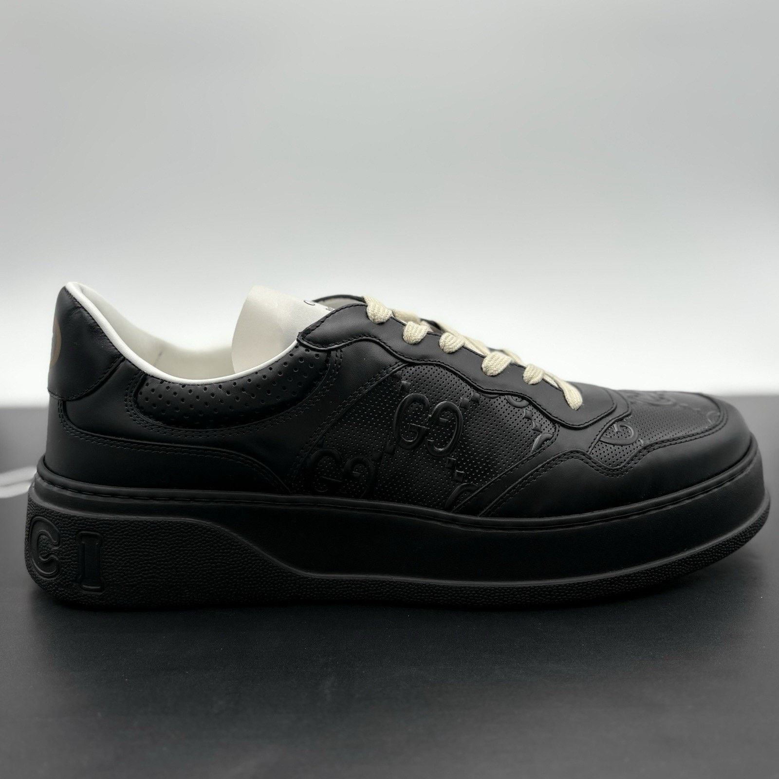 Gucci Gucci GG Embossed ' Black Leather ' | BRAND NEW! Size US 13 / EU 46 - 2 Thumbnail