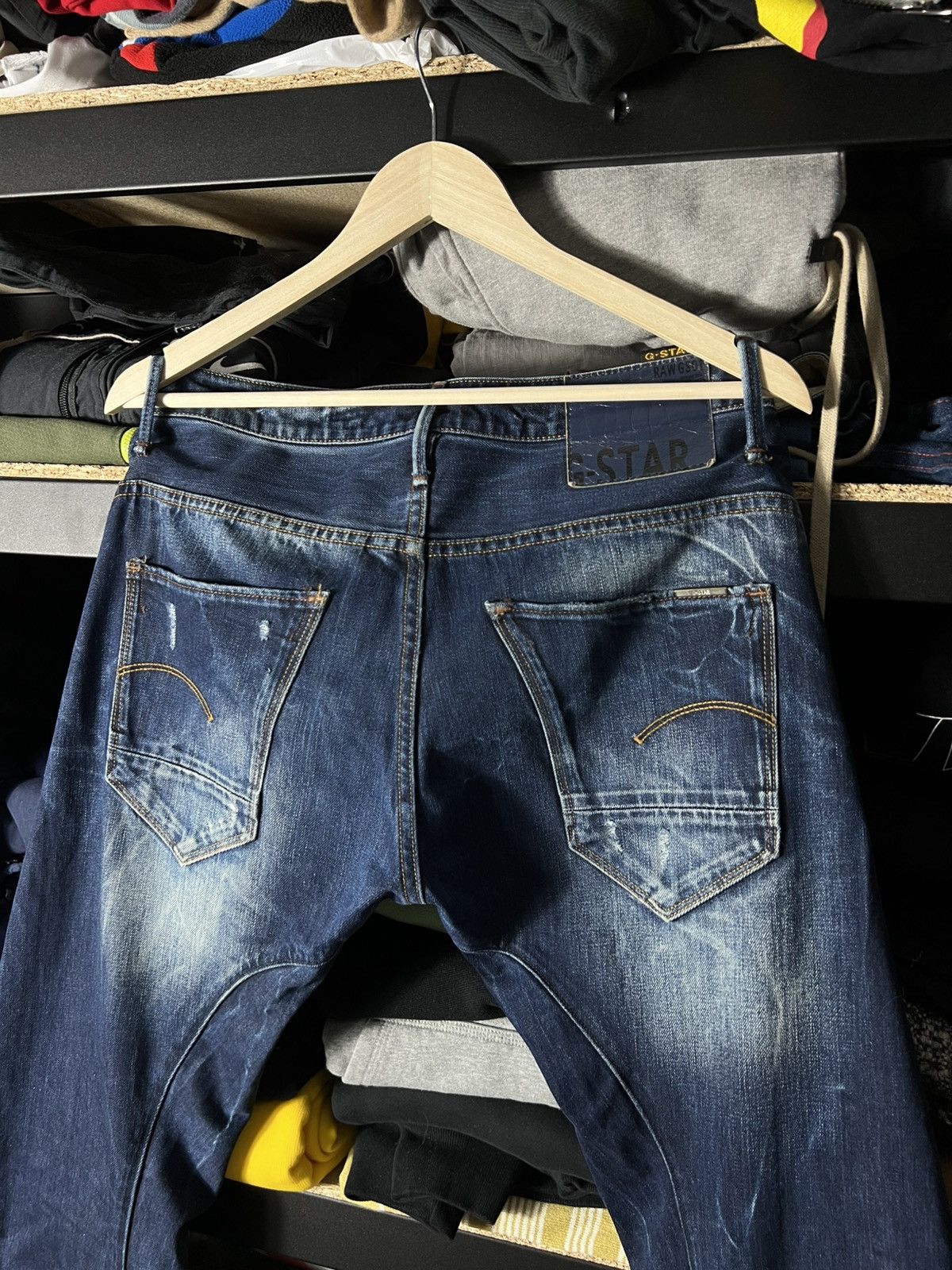 G-Star G-Star Raw ARC 3D Slim Fit Jeans Distressed Blue Denim Size US 32 / EU 48 - 5 Thumbnail
