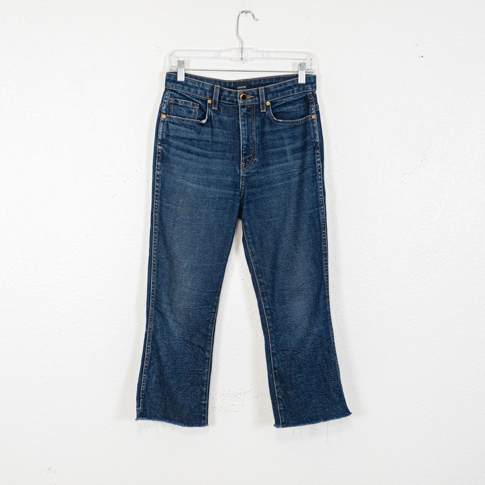 KHAITE Khaite Benny Cropped Flare Raw Denim Jeans size 26 Size 26" / US 2 / IT 38 - 7 Thumbnail