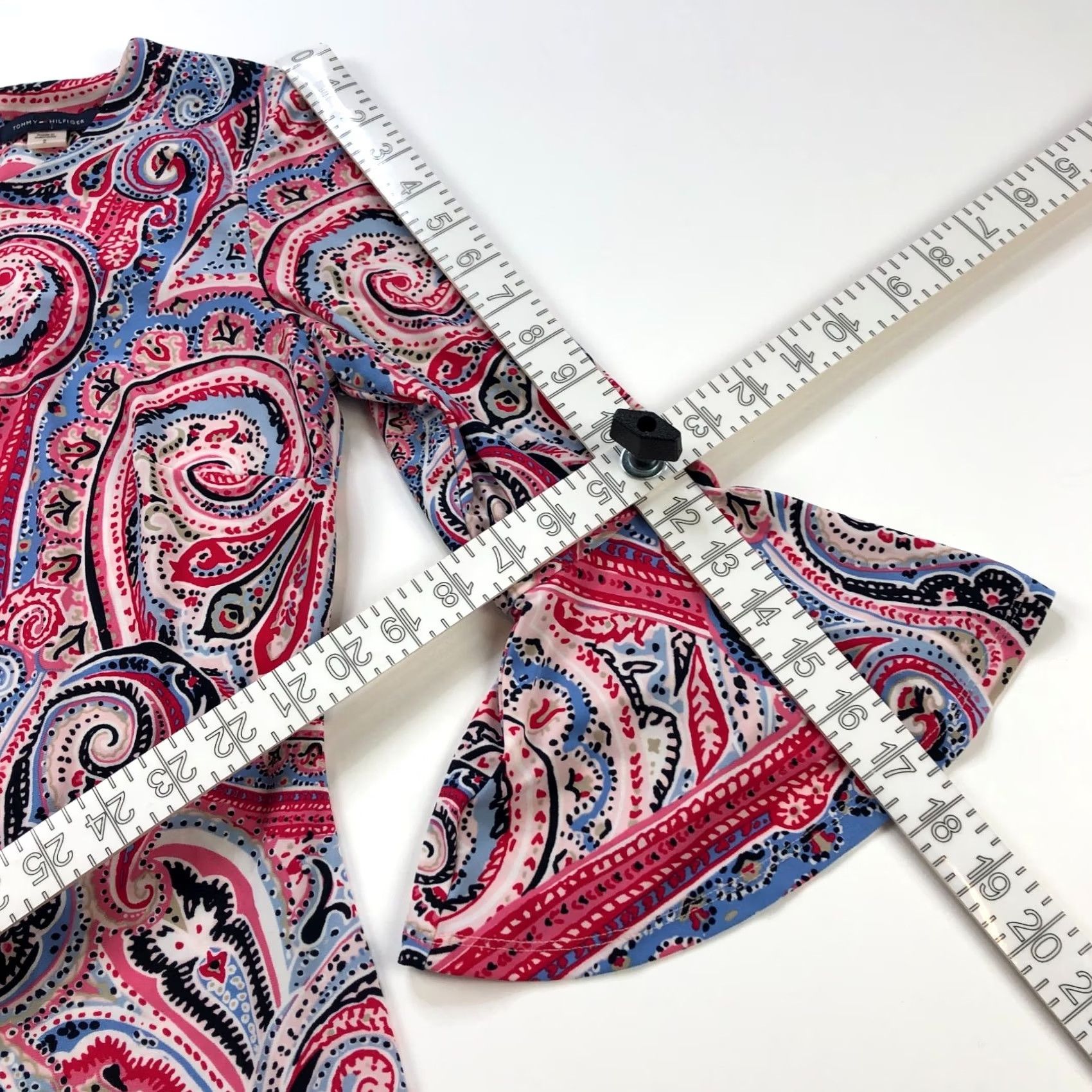 Tommy Hilfiger Tommy Hilfiger Dress Paisley Pink Bell Sleeve Boat Neck Mini Sheath Above Knee Size XS / US 0-2 / IT 36-38 - 4 Thumbnail