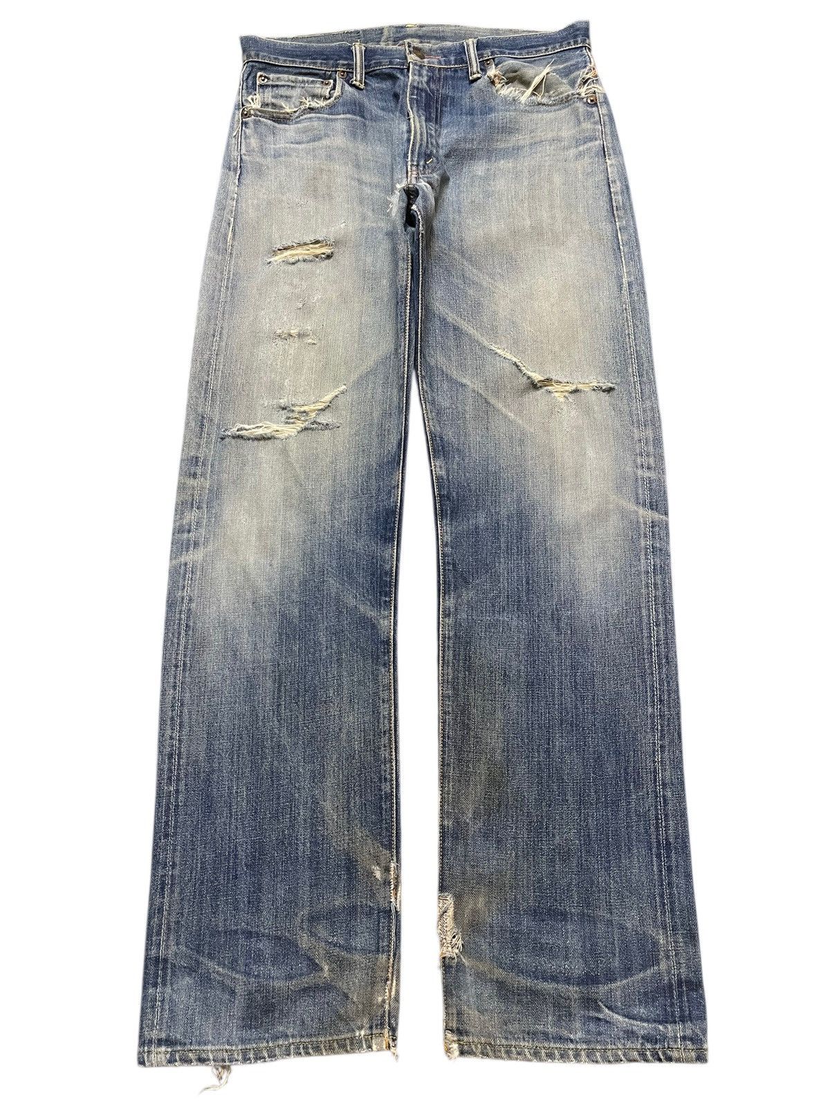 Levi's Vintage 80s Levis 501 Talon Selvedge E Mud Wash Distressed Size US 32 / EU 48 - 2 Thumbnail