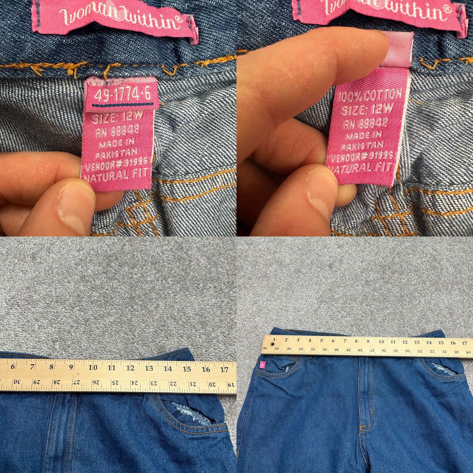 Vintage Woman Within Jeans Womens 12W Blue Denim Straight 31x30 5-Pocket Casual NWOT Size 34" / US 12 / IT 48 - 8 Thumbnail