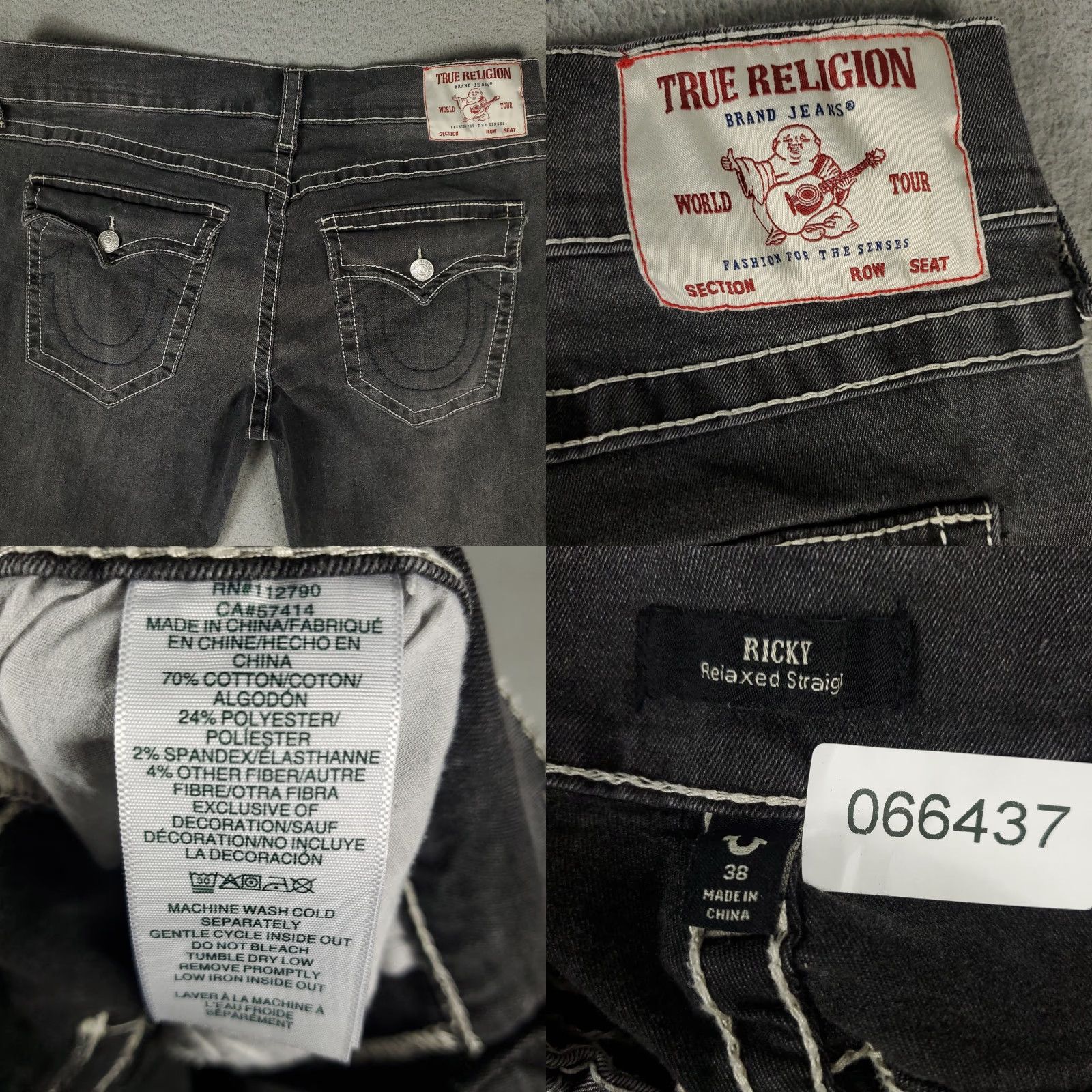 True Religion True Religion Jeans Mens 38x34 Gray Ricky Relaxed Straight Denim Size US 38 / EU 54 - 8 Thumbnail