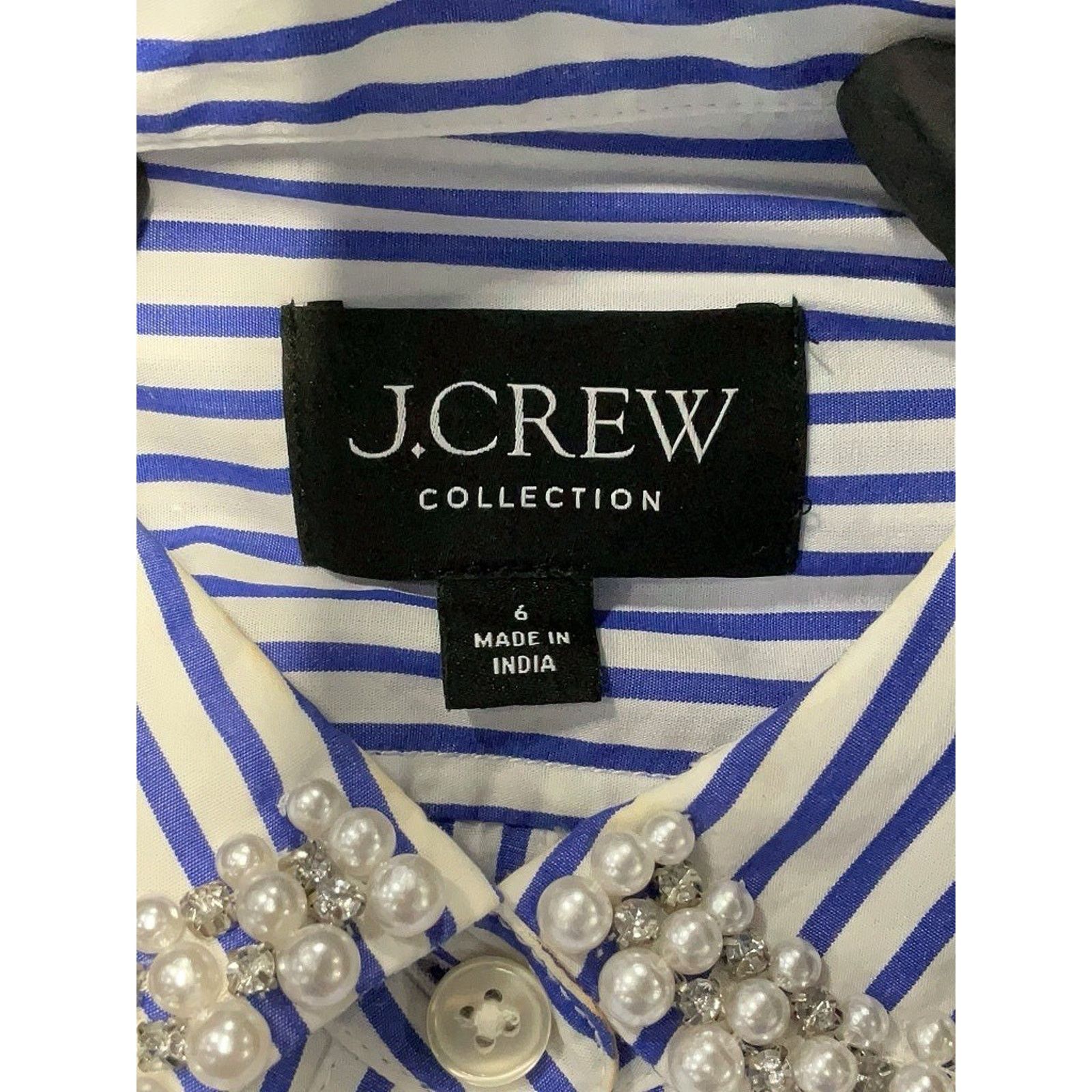 J.Crew J Crew Collection Cropped Short Sleeve Blue Striped Pearl 6 Size M / US 6-8 / IT 42-44 - 6 Thumbnail