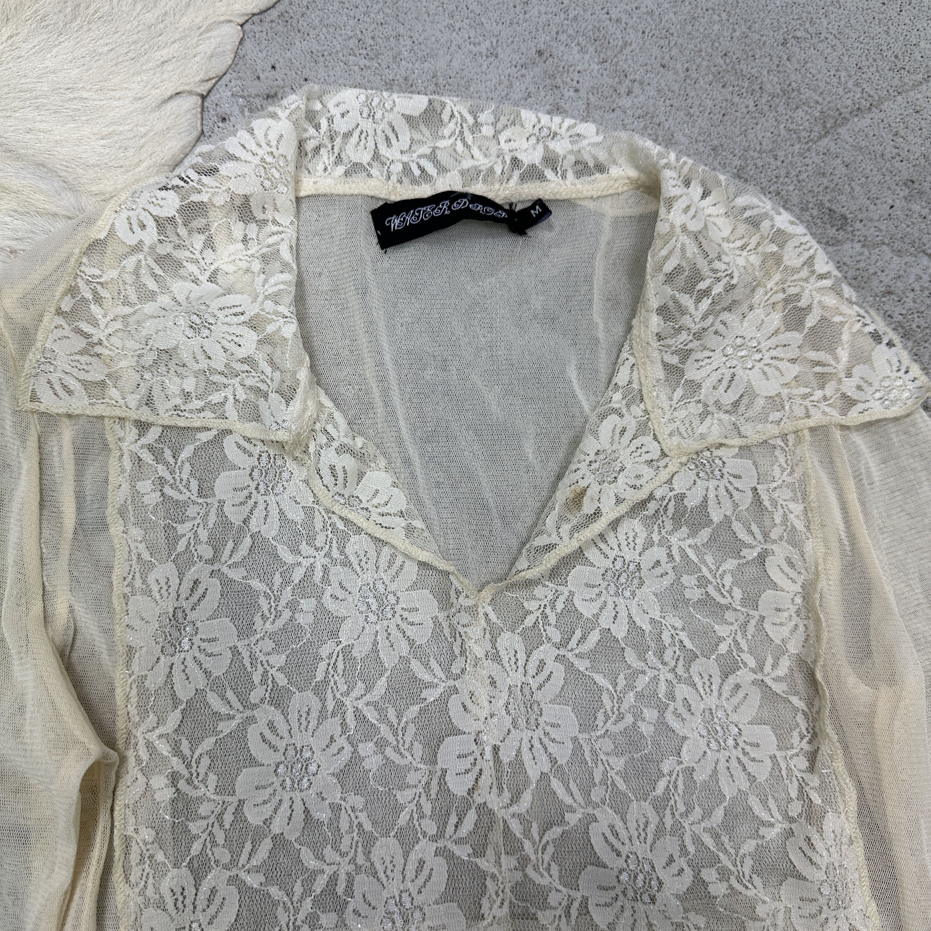 Vintage Vintage Avant Garde Preppy Sheer Lace 00s Longsleeve Blouse Size S / US 4 / IT 40 - 6 Thumbnail