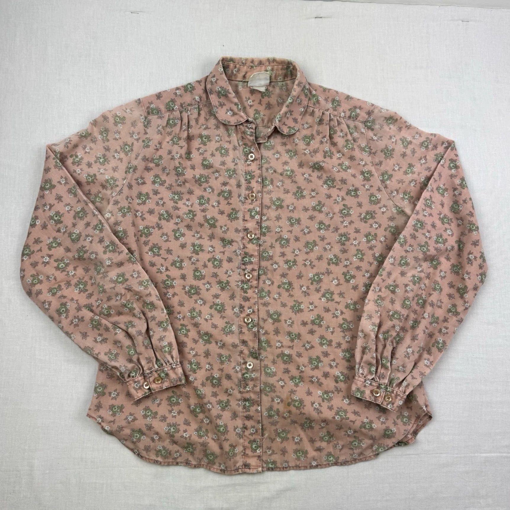 Pinko VINTAGE JH Collectibles Floral Button-Up Shirt Womens Medium Pink 1980s Long Sleeve Casual Collared Size M / US 6-8 / IT 42-44 - 2 Thumbnail