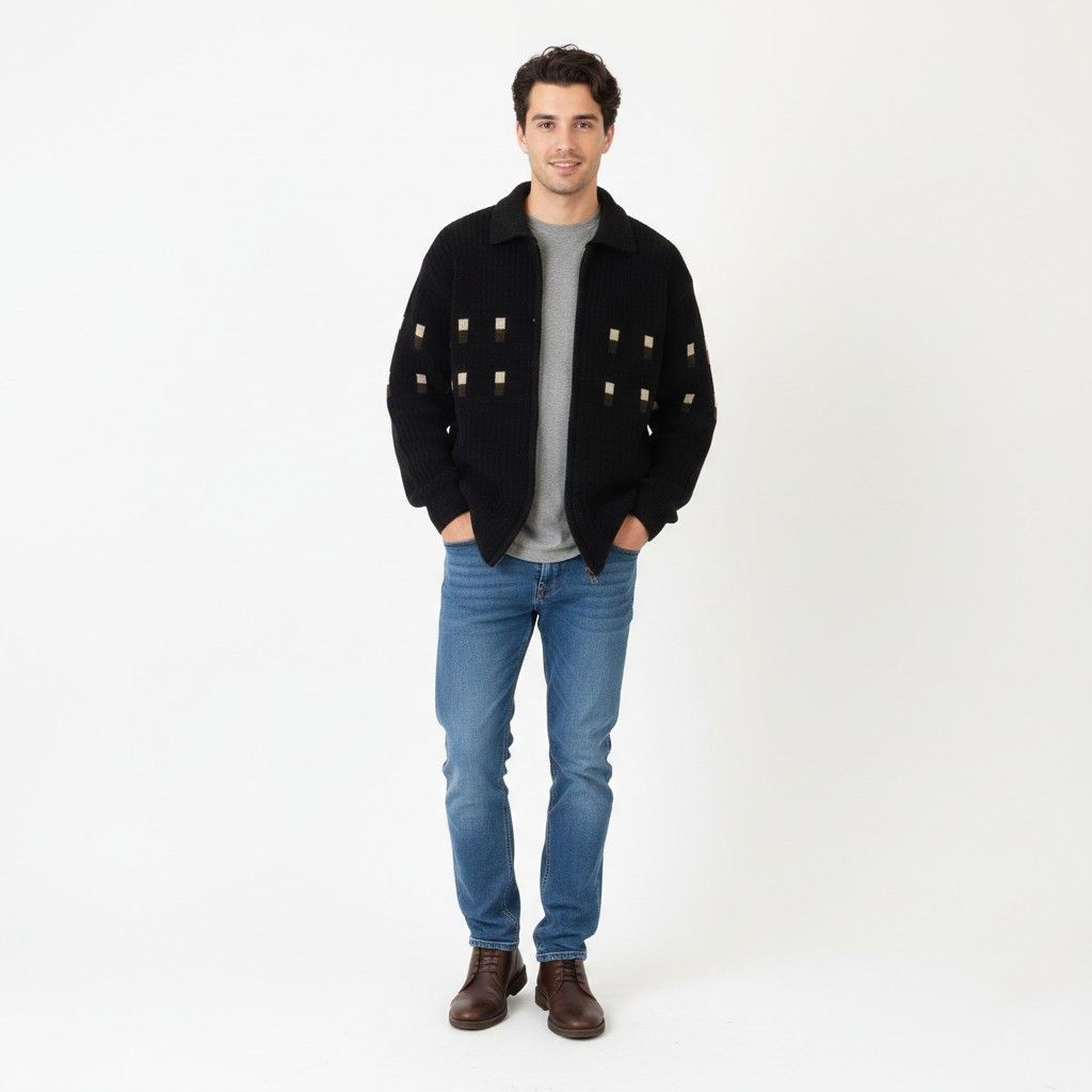Vintage Nihat Trico CNR Men L Cardigan Black Chenille Wool 6230 Size US L / EU 52-54 / 3 - 1 Thumbnail