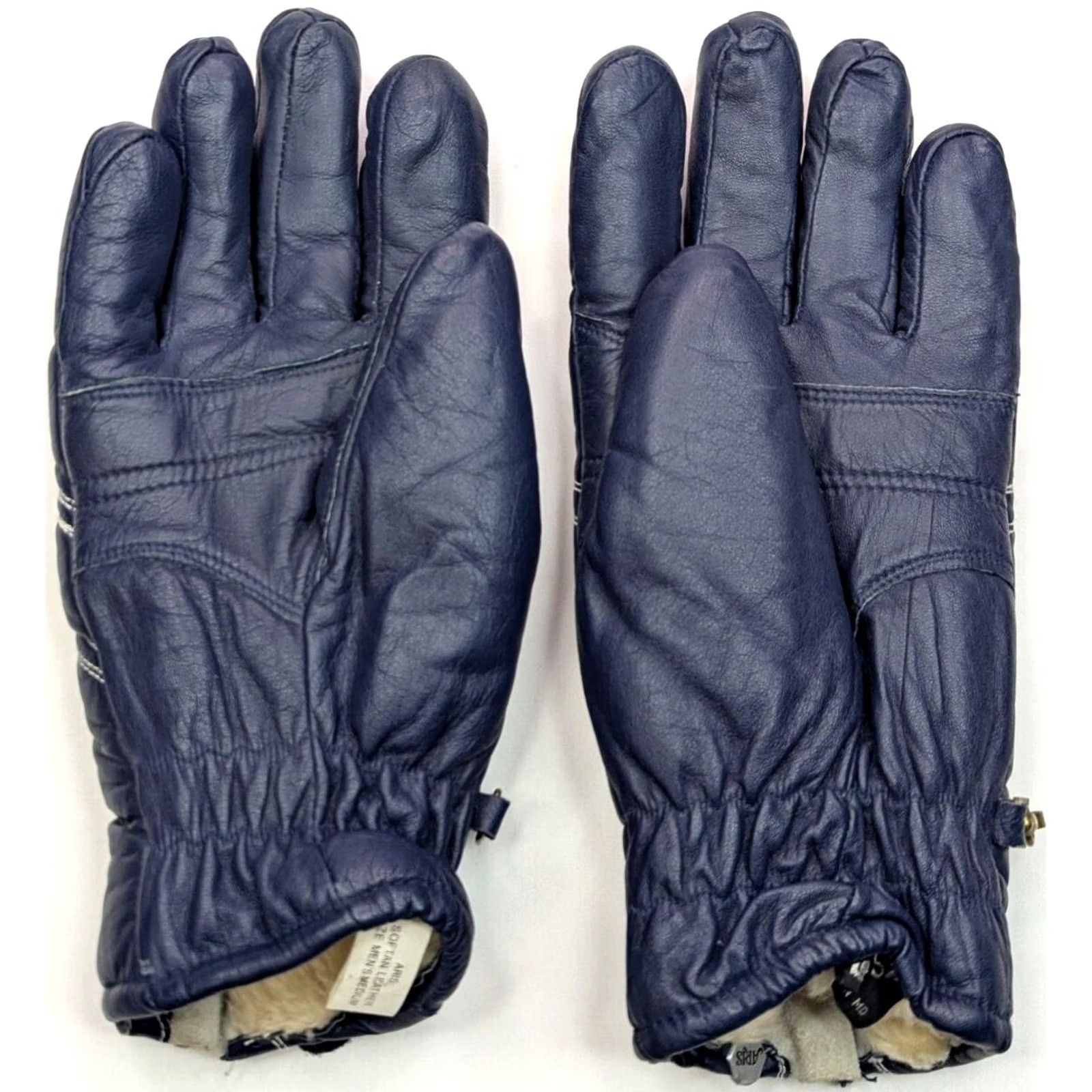 Vintage VINTAGE Aris Glove, Leather, Faux Fur Insulated, Blue, MEDIUM, Zip Close, Men, Glove, Softan, Ski, Vth ARIS Size ONE SIZE - 5 Thumbnail