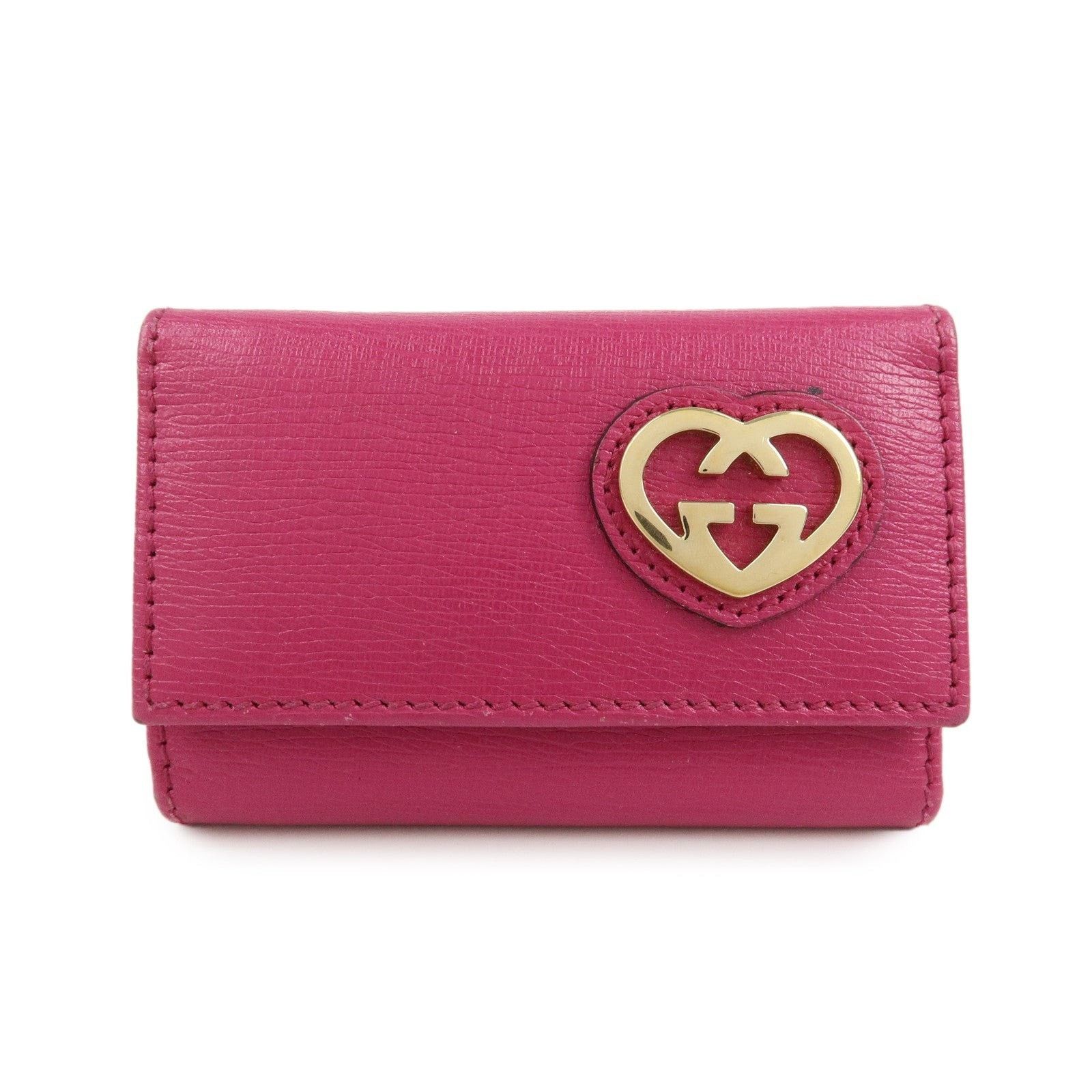 Gucci Gucci Lovely Heart Interlocking G Leather Key Holder Pink Size ONE SIZE - 1 Thumbnail