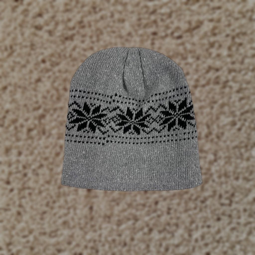 Vintage Beanie Hat Adult One Size Gray Knit Adjustable Lined Logo Ski Mens Size ONE SIZE - 1 Thumbnail
