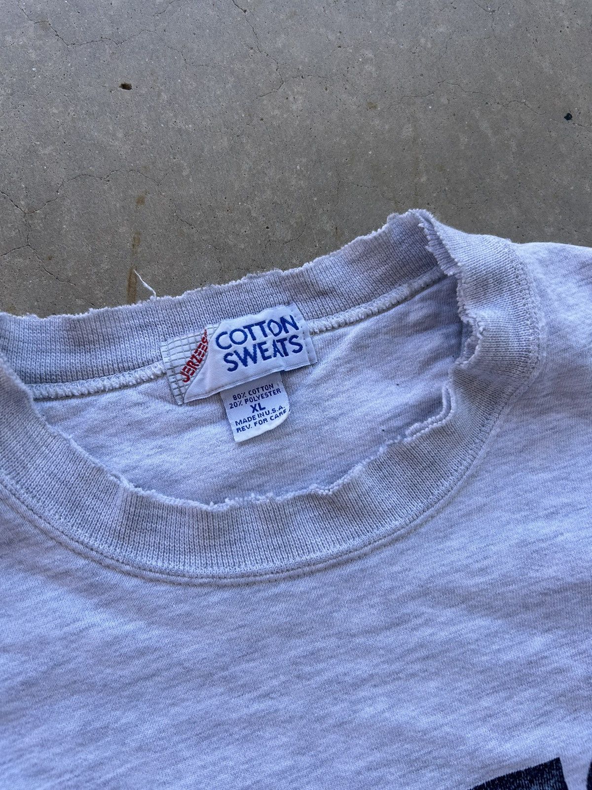 Jerzees × Vintage Perfectly Distressed Heather Grey Spell Out College Sweater Size US L / EU 52-54 / 3 - 4 Thumbnail