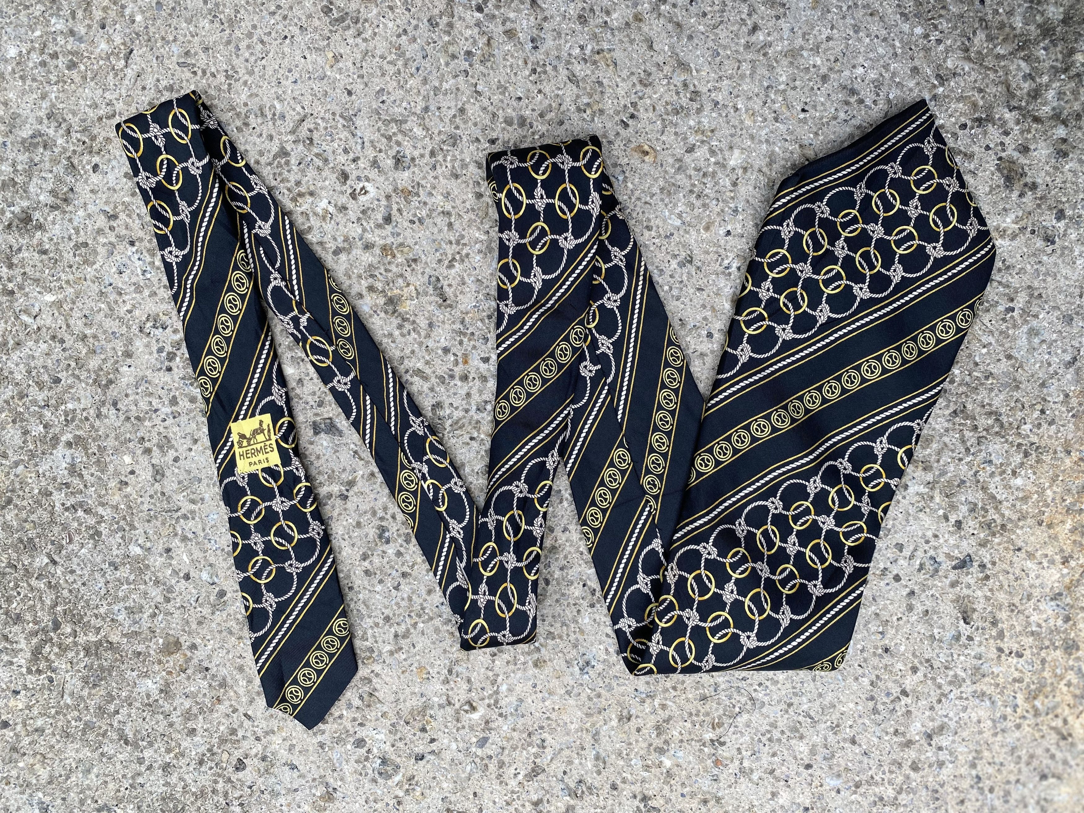Hermes Vintage 80’s HERMES 588 SA Tied Chainage O-rings Tie Size ONE SIZE - 4 Thumbnail
