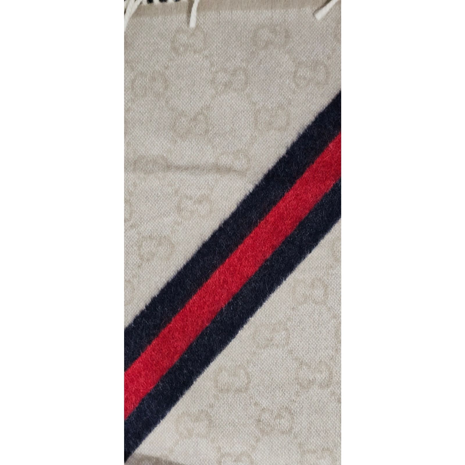 Gucci Gucci Muffler Stole Wool GG Pattern Fringe -White/Cream Size ONE SIZE - 7 Thumbnail