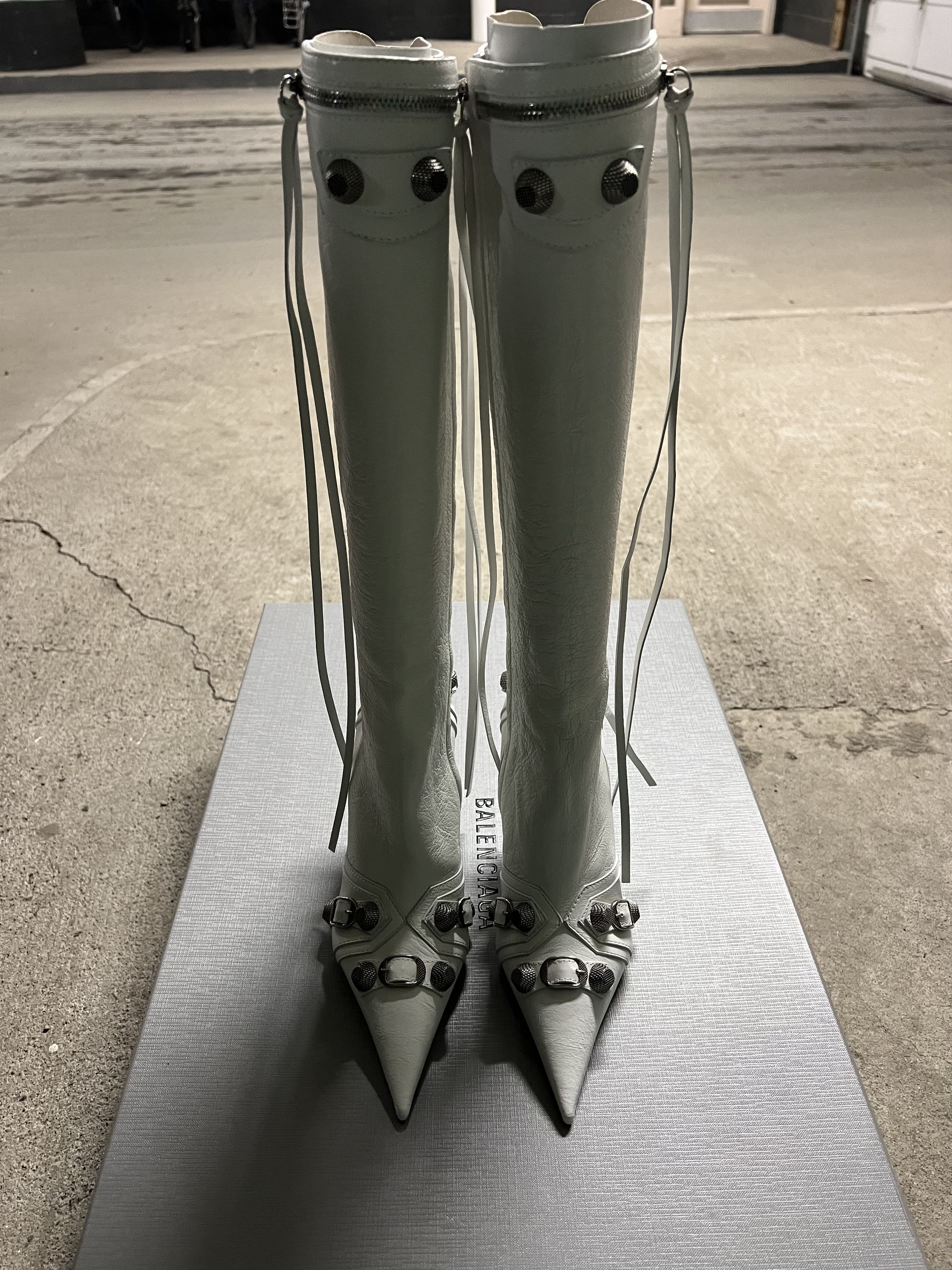 Balenciaga Balenciaga Le Cagole Embellished White Heel Boots Size US 7.5 / IT 37.5 - 3 Thumbnail