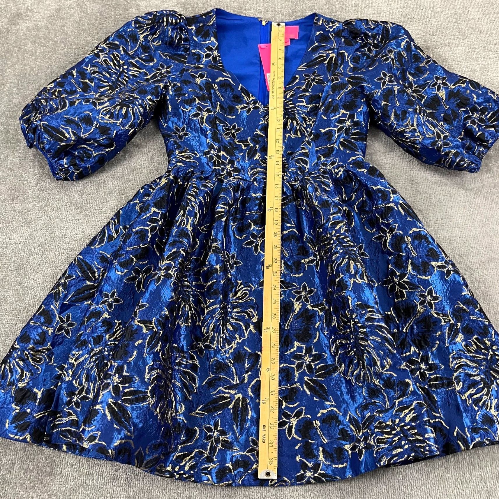 Lilly Pulitzer VINTAGE not applicable; proceed with Lilly Pulitzer Dress Women 8 Calyssa Blue Grotto Twilight Floral Brocade NEW Size M / US 6-8 / IT 42-44 - 7 Thumbnail