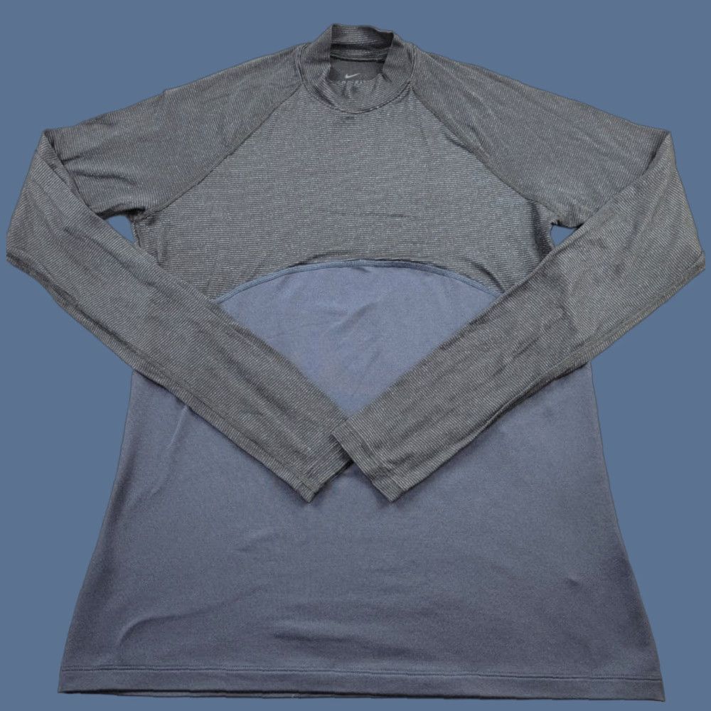 Nike Nike Dri-Fit Shirt Womens Large Blue Black Glitter Long Sleeve Pullover Lined Size L / US 10 / IT 46 - 1 Thumbnail