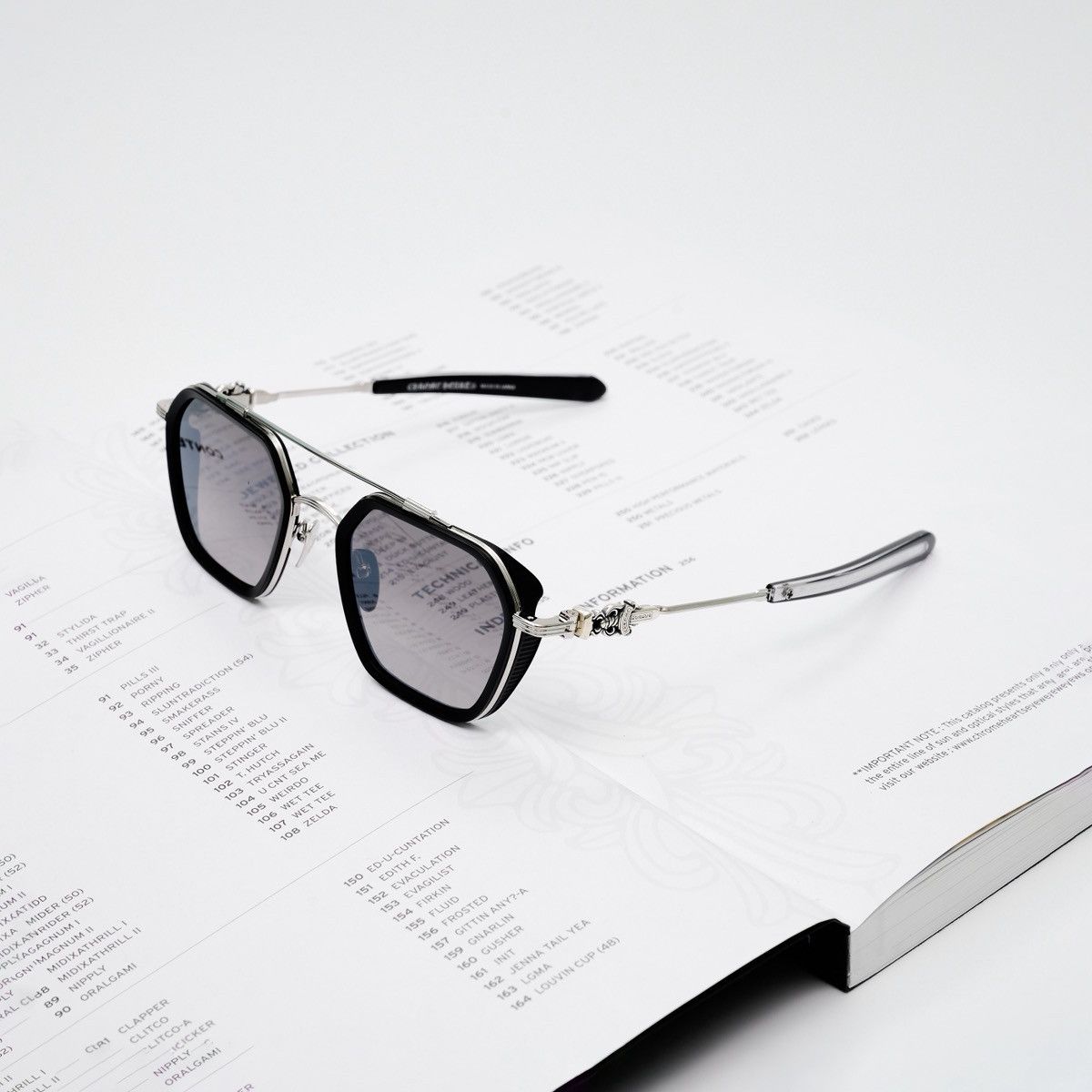 Chrome Hearts CHROME HEARTS HOTATION MATTE BLACK/ SHINY SILVER - MATTE BLACK - PLASTIC SUNGLASSES Size ONE SIZE - 1 Thumbnail