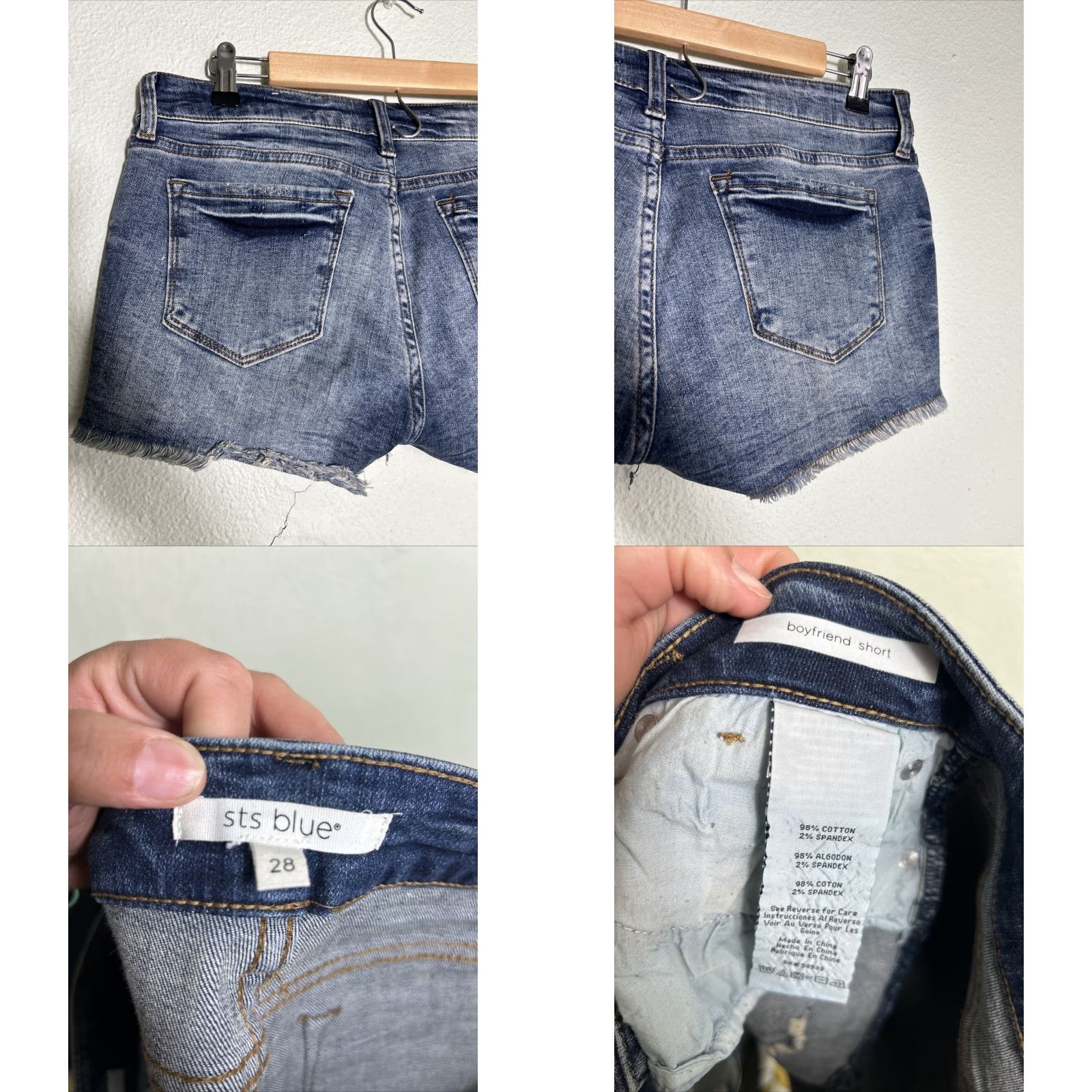 Denime STS Blue Womens Cut Off Denim Boyfriend Shorts Distressed Size 28x2 Size 28" / US 6 / IT 42 - 8 Thumbnail