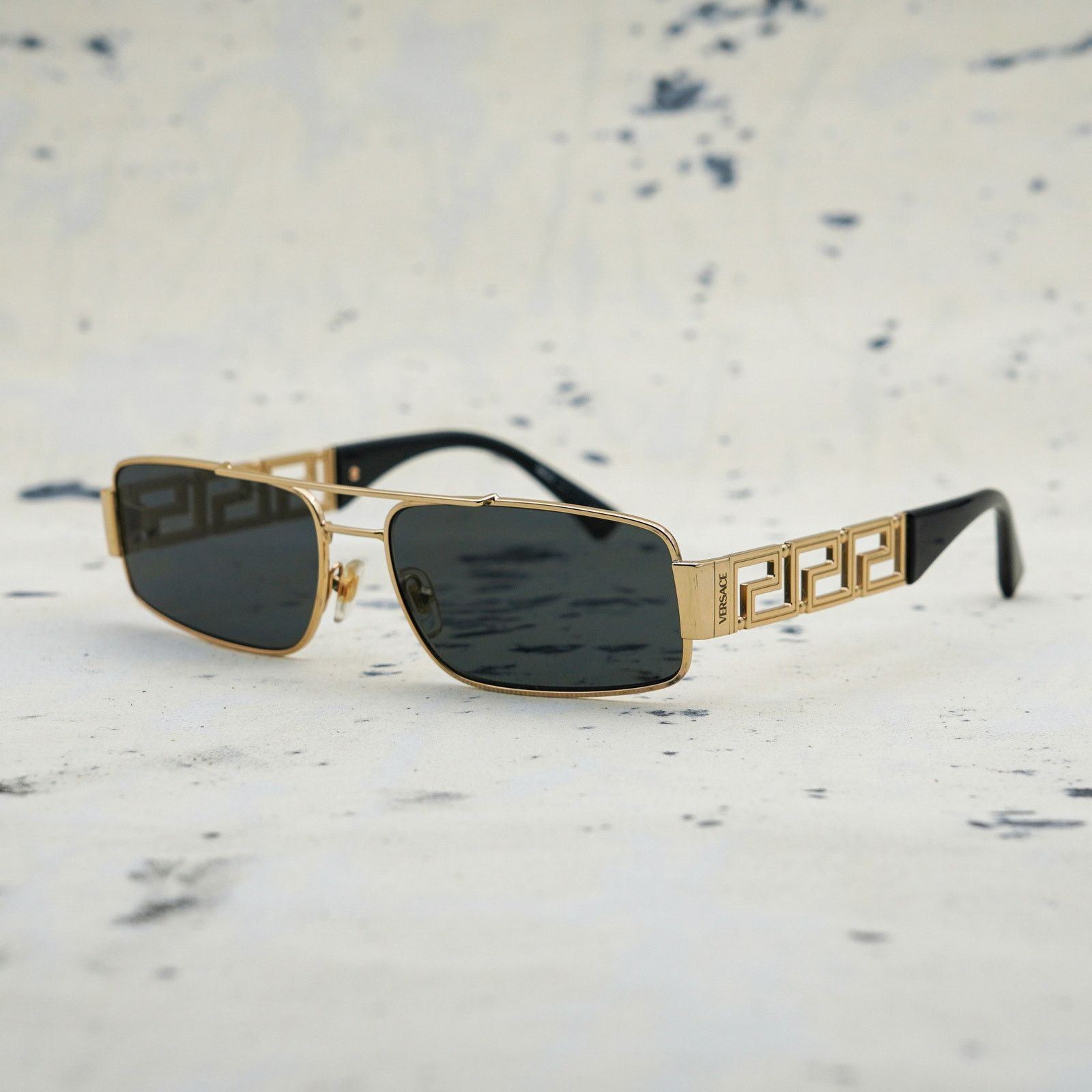 Versace Versace mod 2257 greca logo rectangular gold sunglasses Size ONE SIZE - 1 Thumbnail