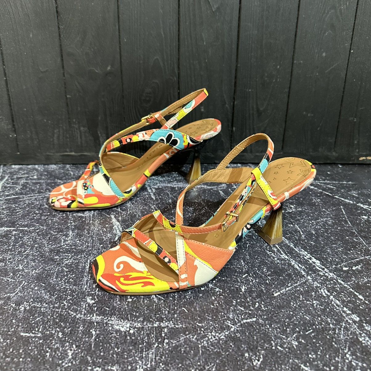 Japanese Brand Pedro Miralles Multi Floral Leather Heels Size 38 LV Style Size US 8 / IT 38 - 3 Thumbnail