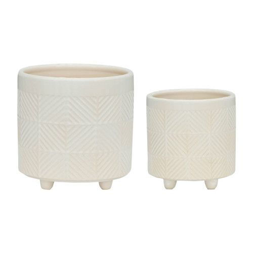 Designer × Homemade S/2 6/8" TEXTURED PLANTERS, SHINY WHITE Size US L / EU 52-54 / 3 - 1 Thumbnail
