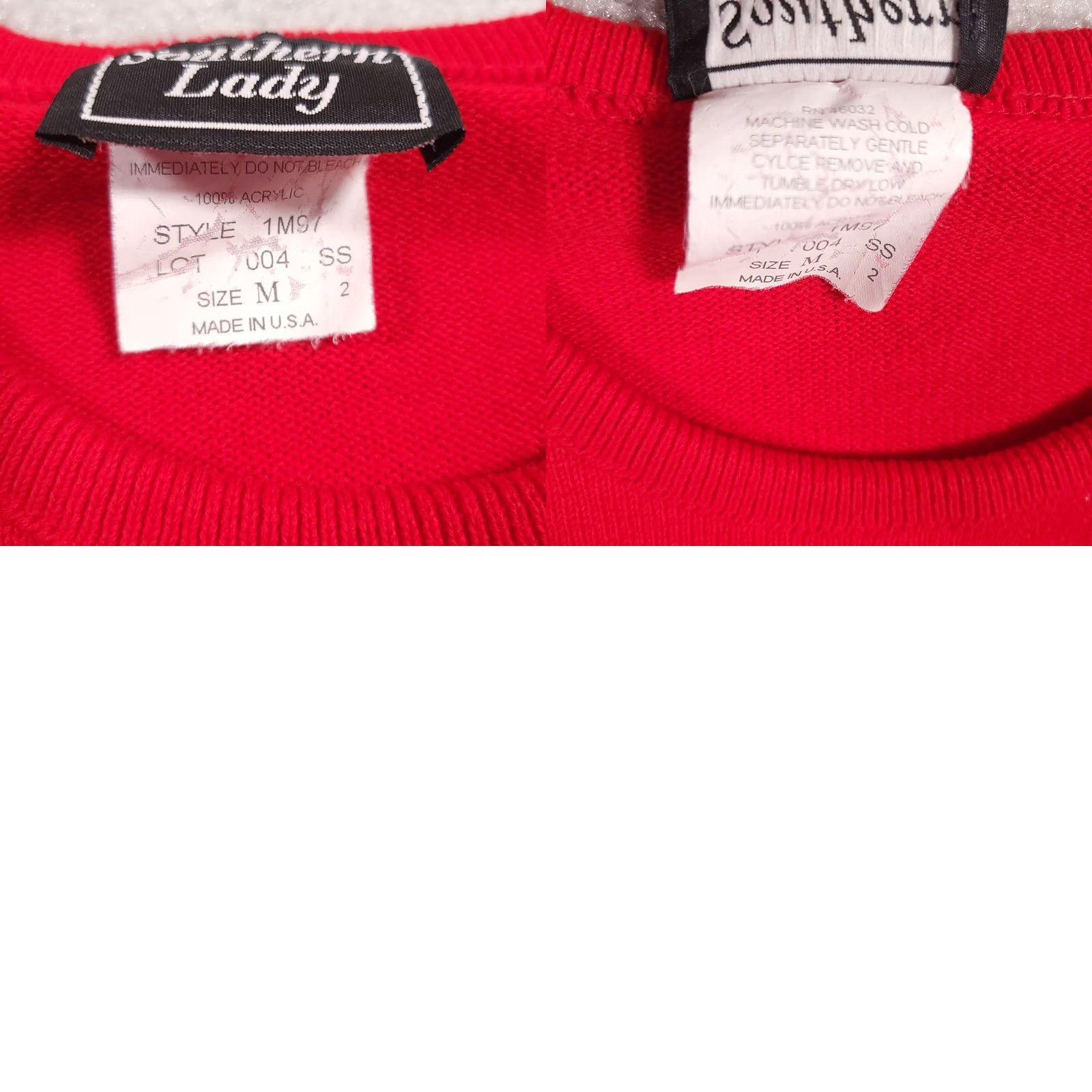 Vintage VINTAGE Southern Lady Short Sleeve Sweater Womens Large Red Knit Embroidered USA Size M / US 6-8 / IT 42-44 - 9 Thumbnail