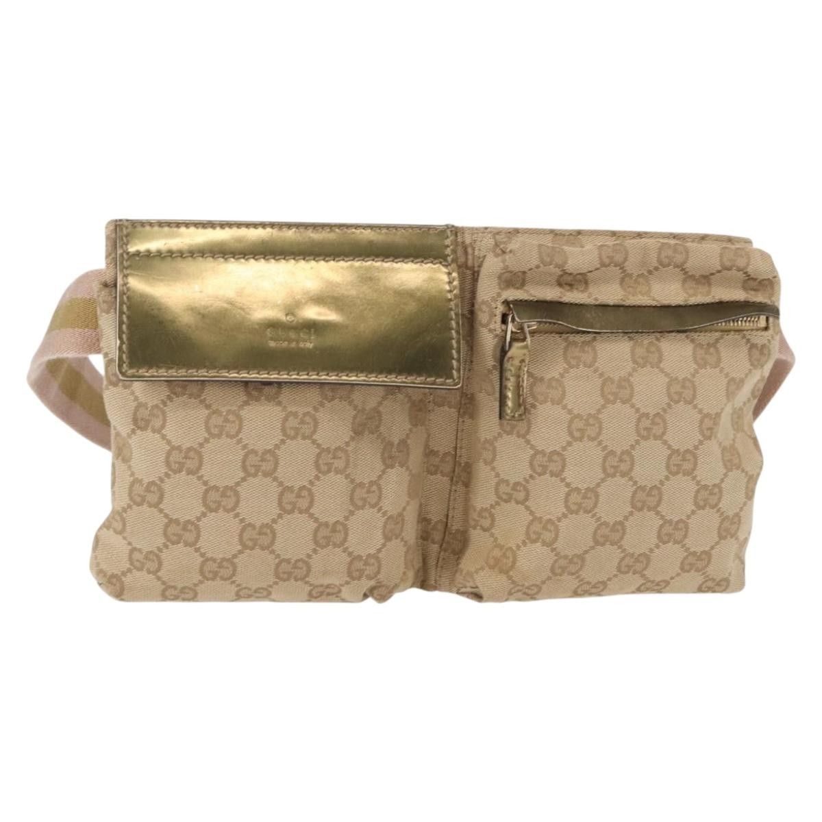 Gucci Gucci Vintage Double Belt Bag GG Canvas with Leather Size ONE SIZE - 1 Thumbnail