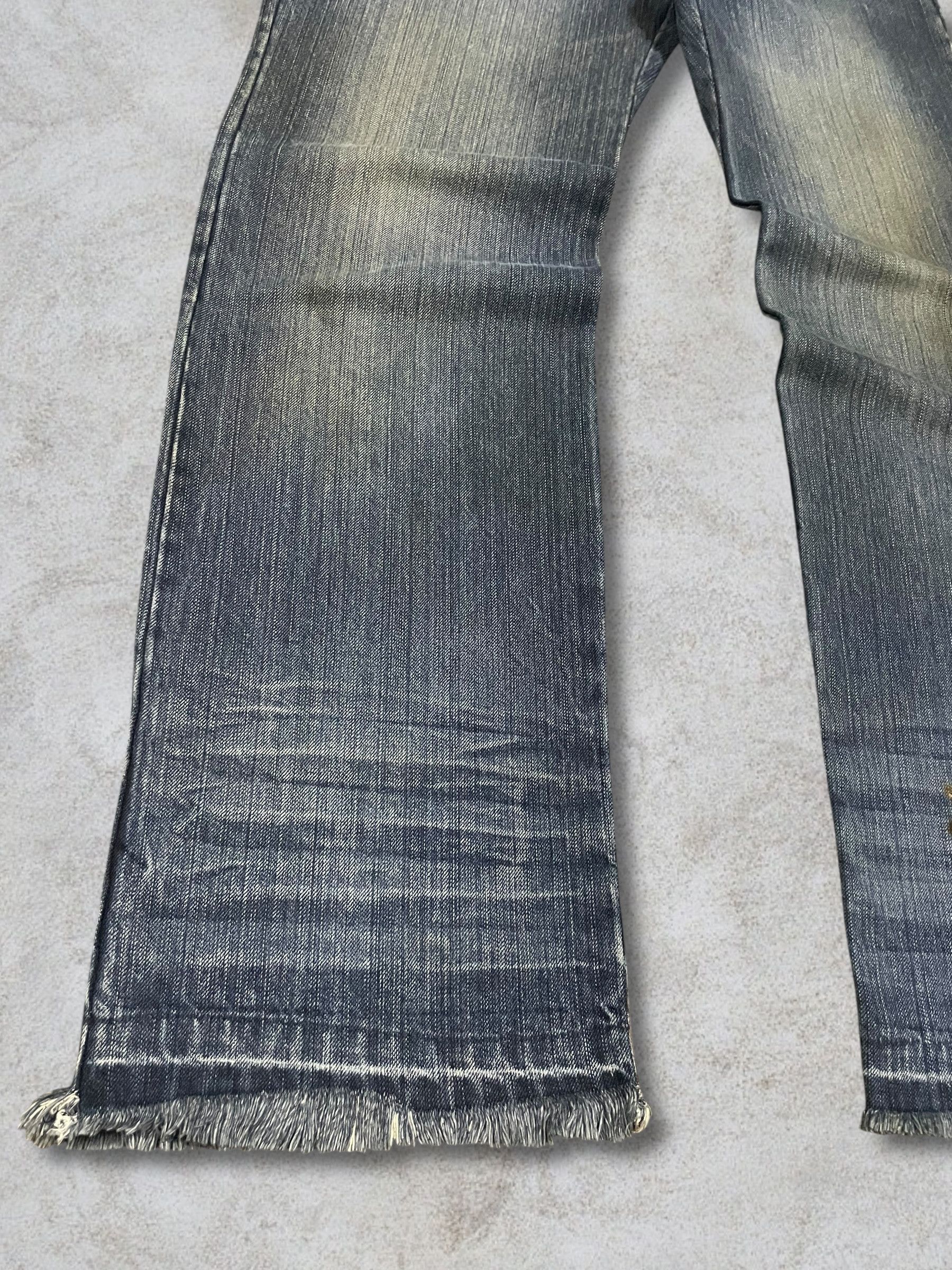 Japanese Brand Vintage Japanese Skull Gothic Loose Straight Frayed Jeans Size 31" - 5 Thumbnail