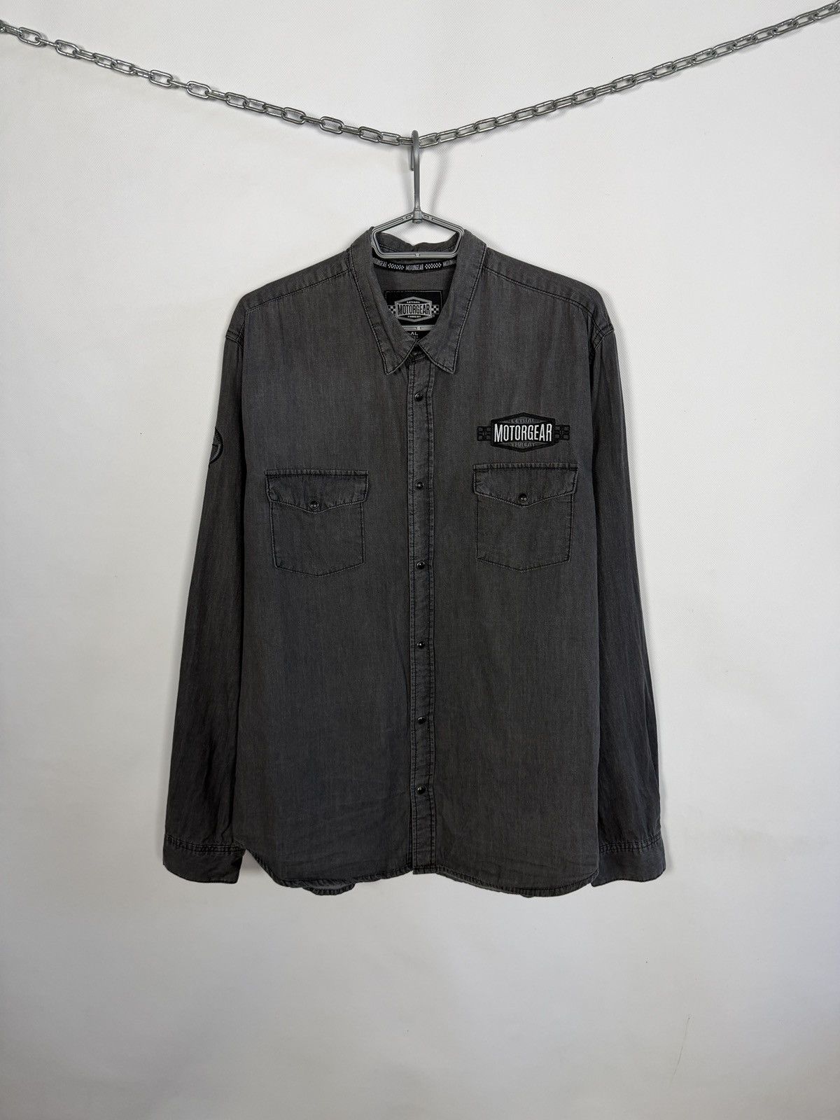 Vintage MotorGear Denim Shirt Eagle Biker Graphic Vintage XL Size US XL / EU 56 / 4 - 2 Thumbnail