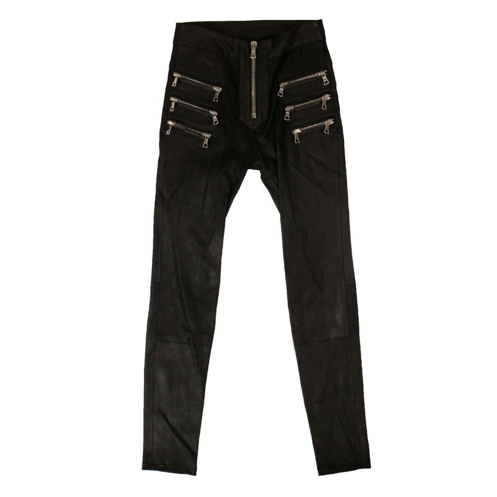 image of Unravel Project Black Leather Slim Biker Pants Size 26, Women's