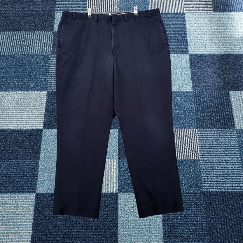 Vintage LL Bean Pants Mens 42x30 Navy Blue Chino Flat Front Straight Trousers Zip Fly Size US 42 / EU 58 - 1 Thumbnail